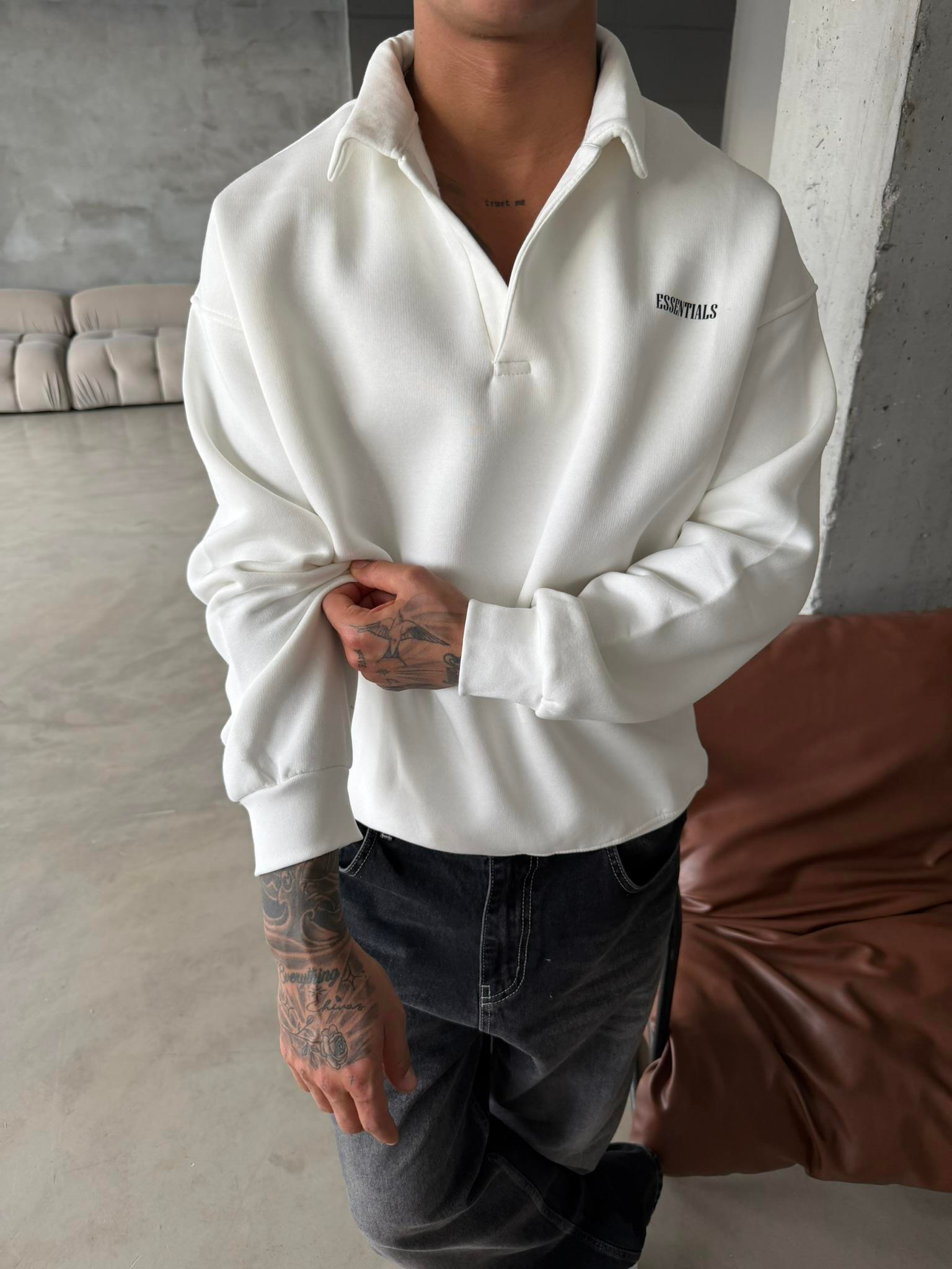Essetıals Basic Polo Sweat - Beyaz