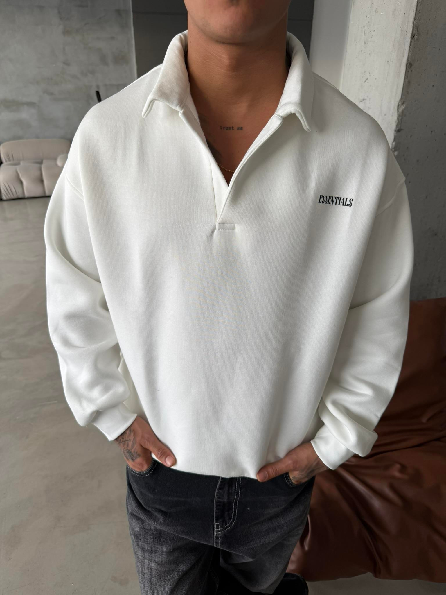 Essetıals Basic Polo Sweat - Beyaz