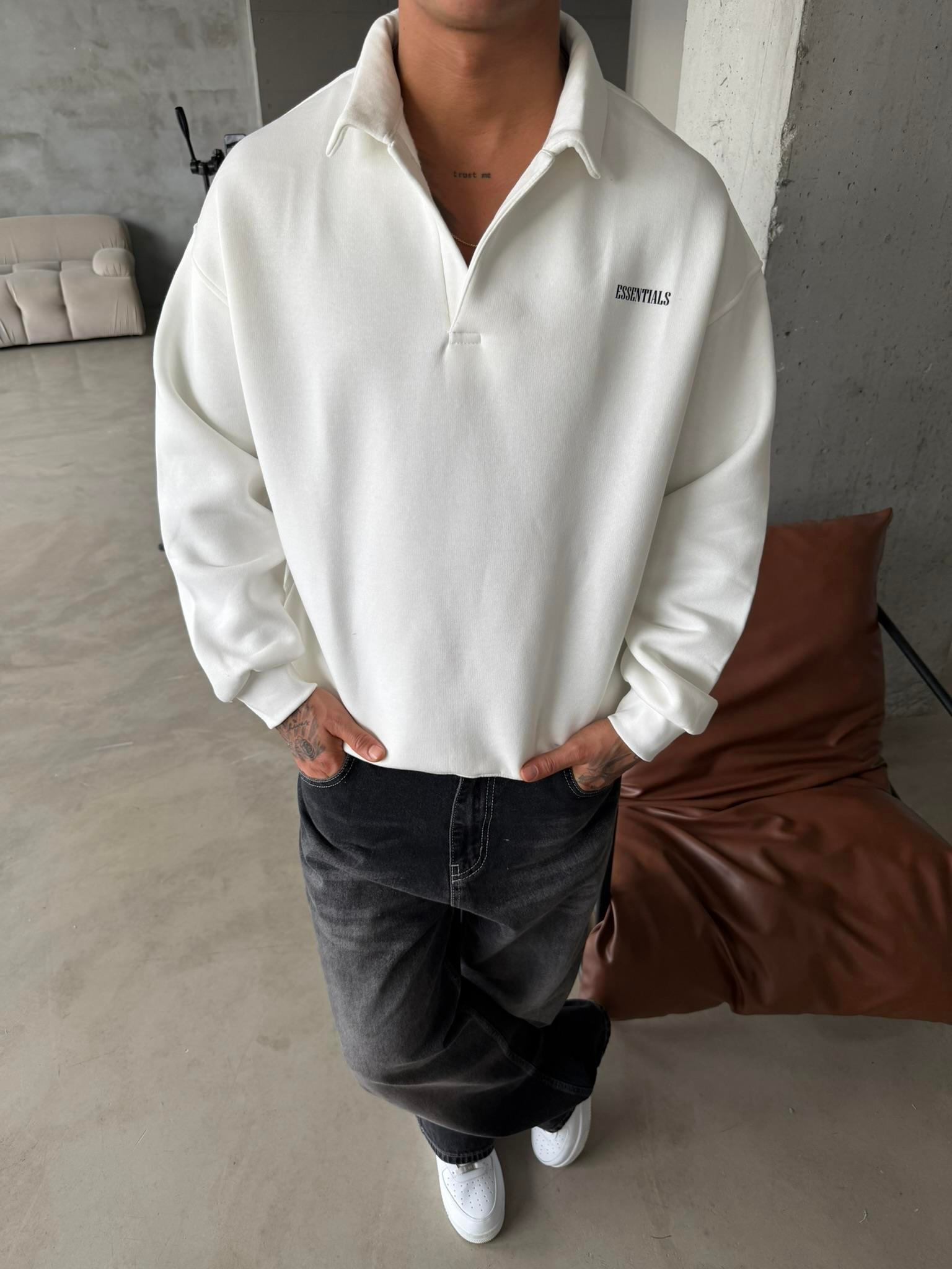 Essetıals Basic Polo Sweat - Beyaz