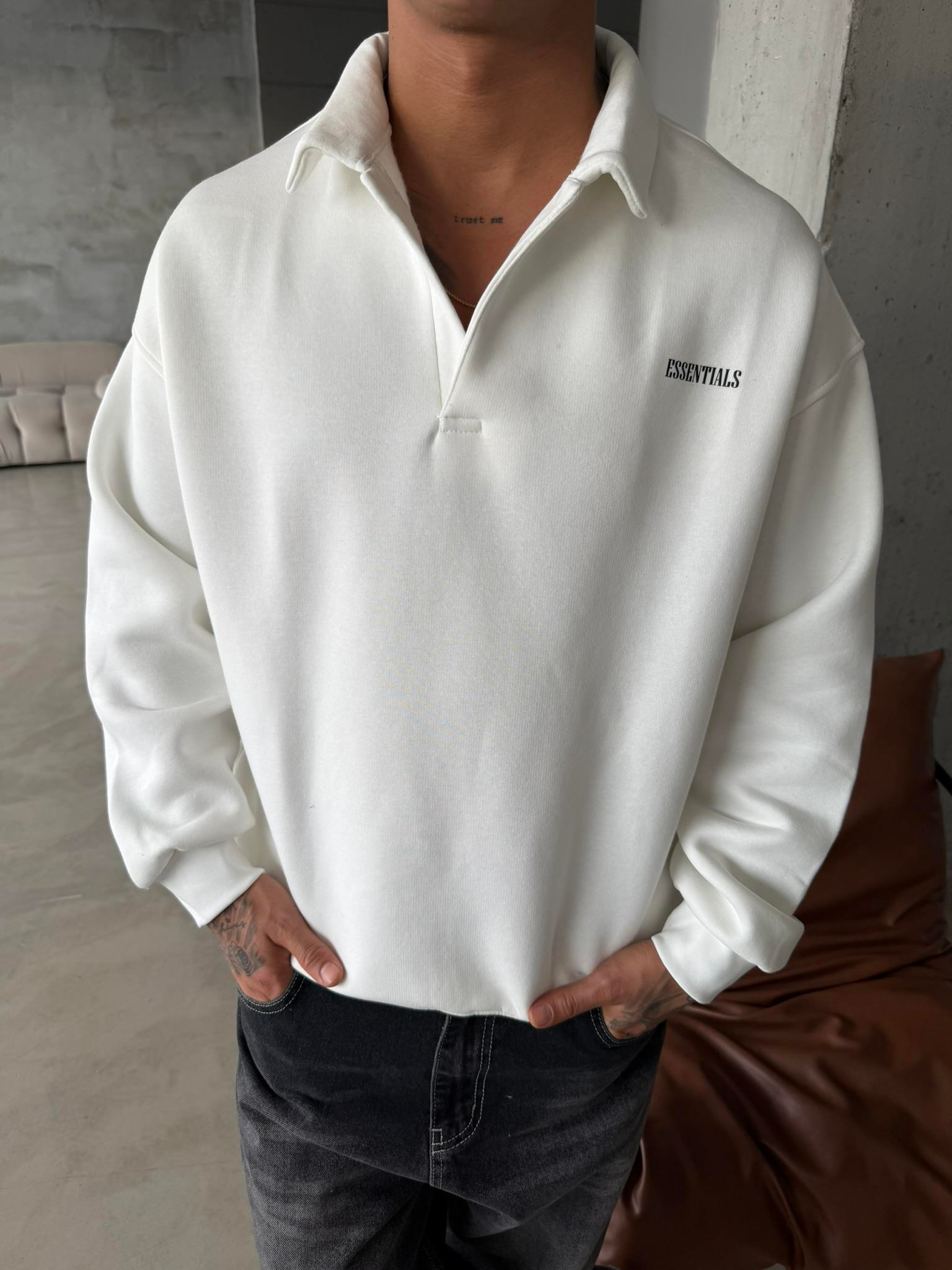 Essetıals Basic Polo Sweat - Beyaz