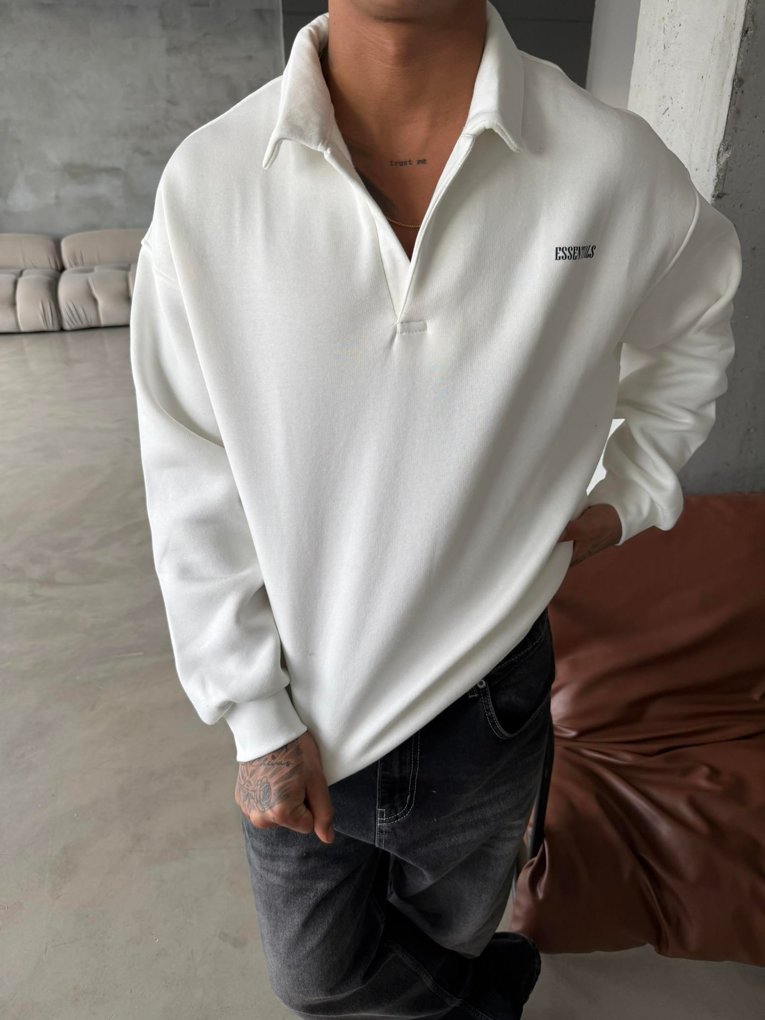 Essetıals Basic Polo Sweat - Beyaz