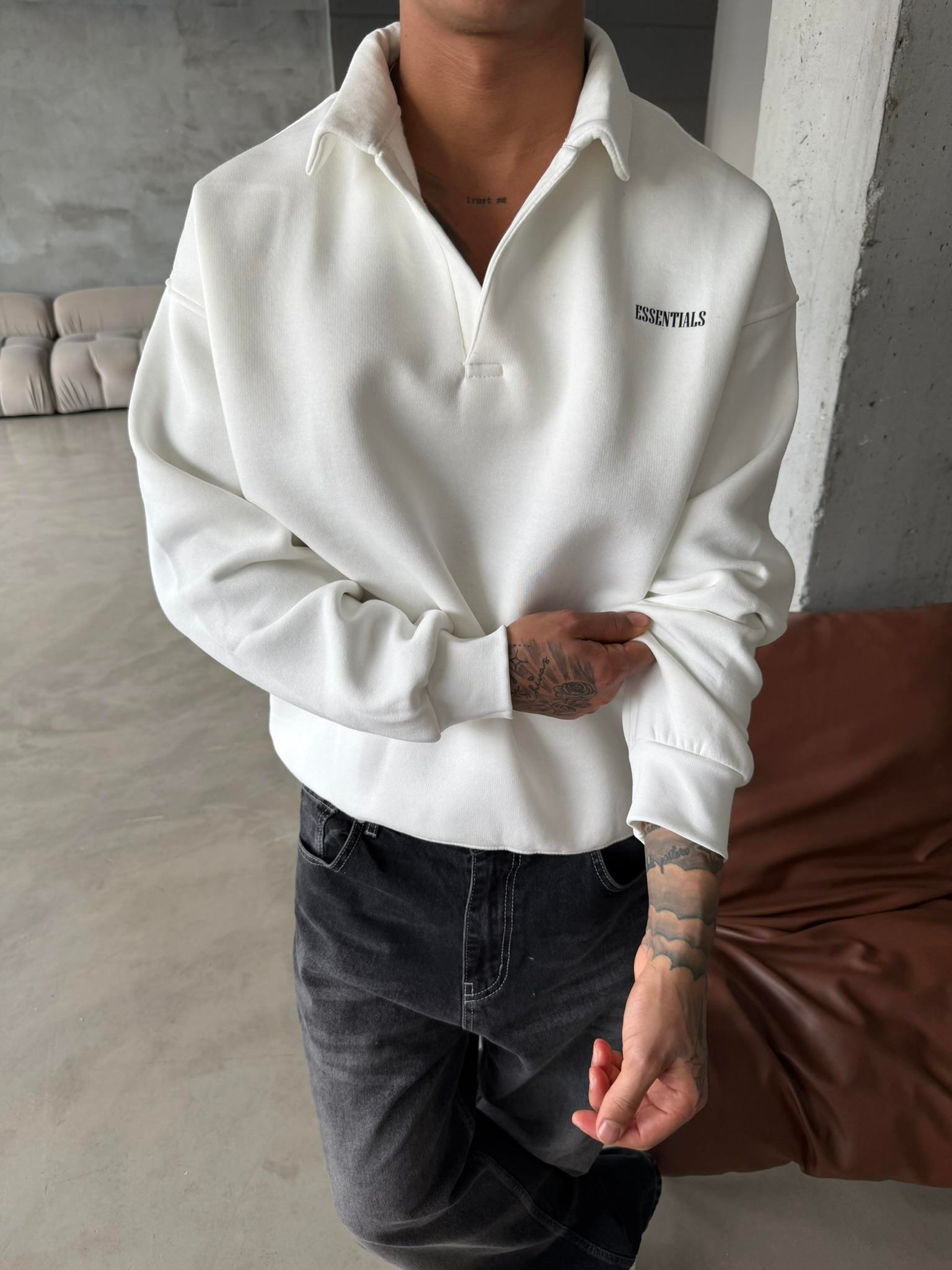 Essetıals Basic Polo Sweat - Beyaz