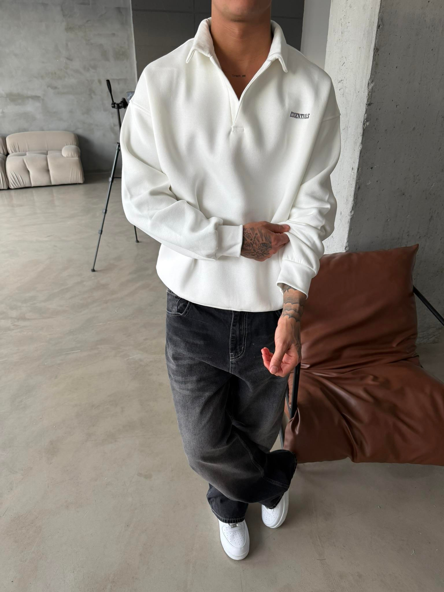 Essetıals Basic Polo Sweat - Beyaz