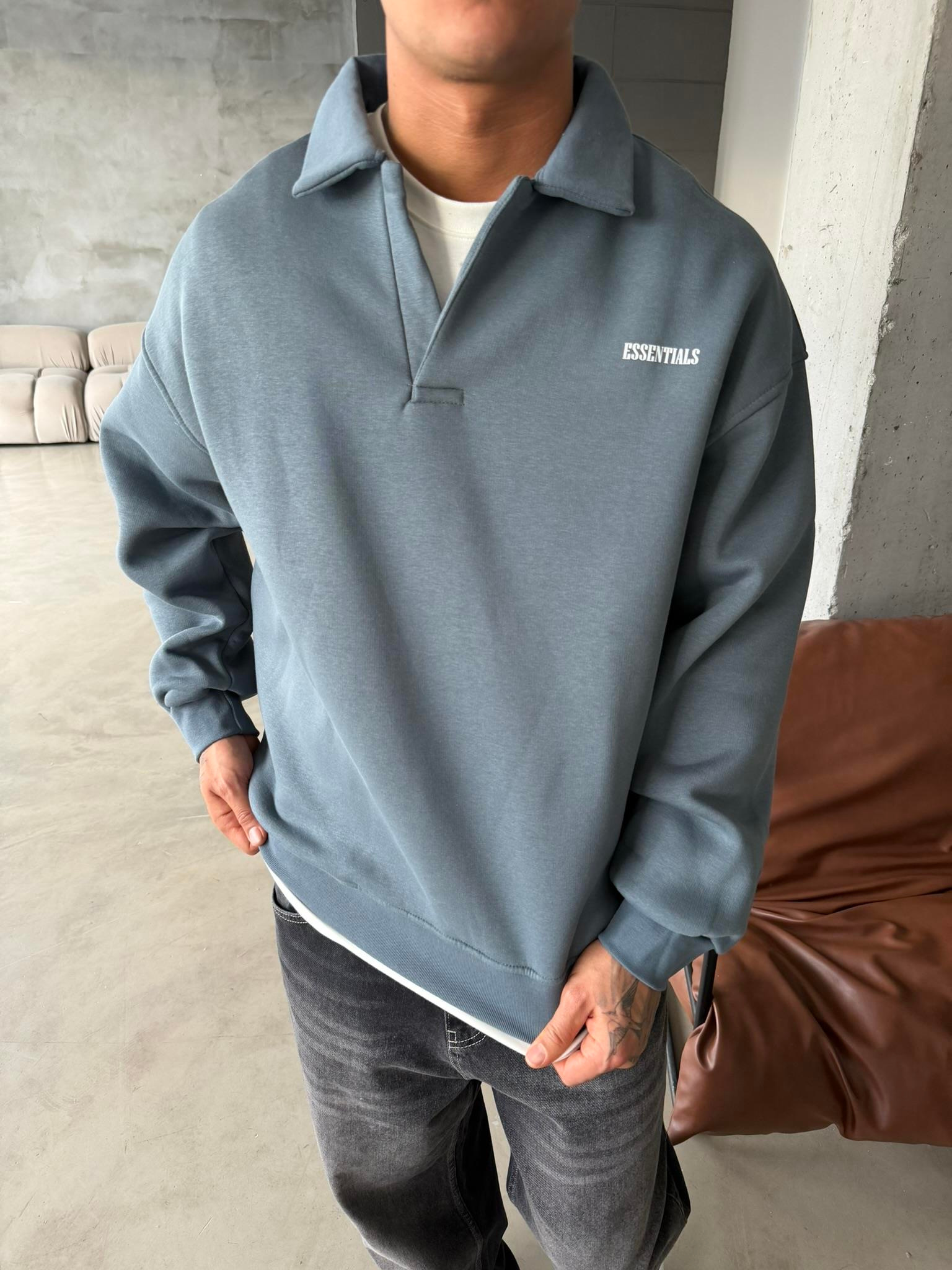 Essetıals Basic Polo Sweat - Füme