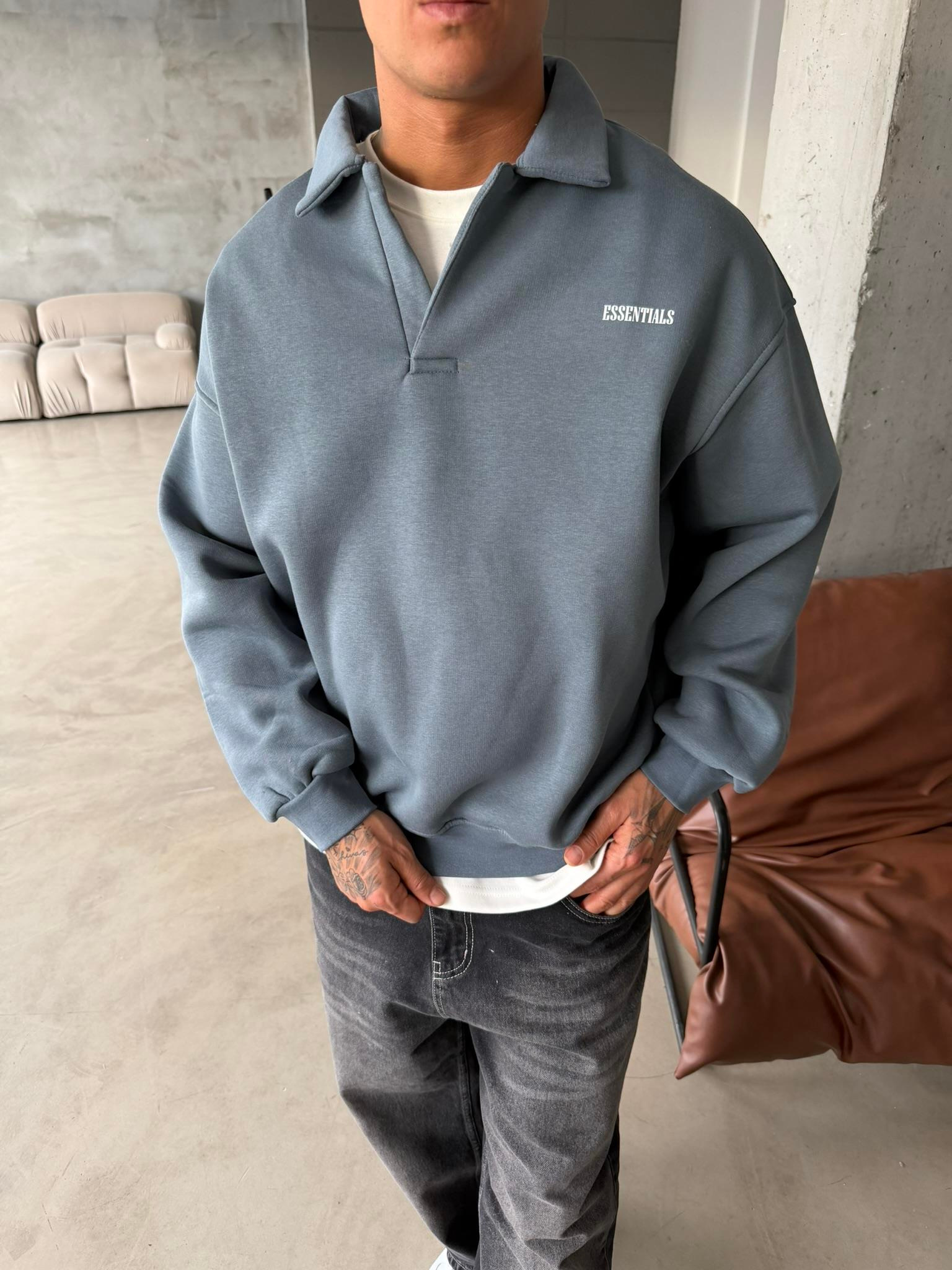Essetıals Basic Polo Sweat - Füme