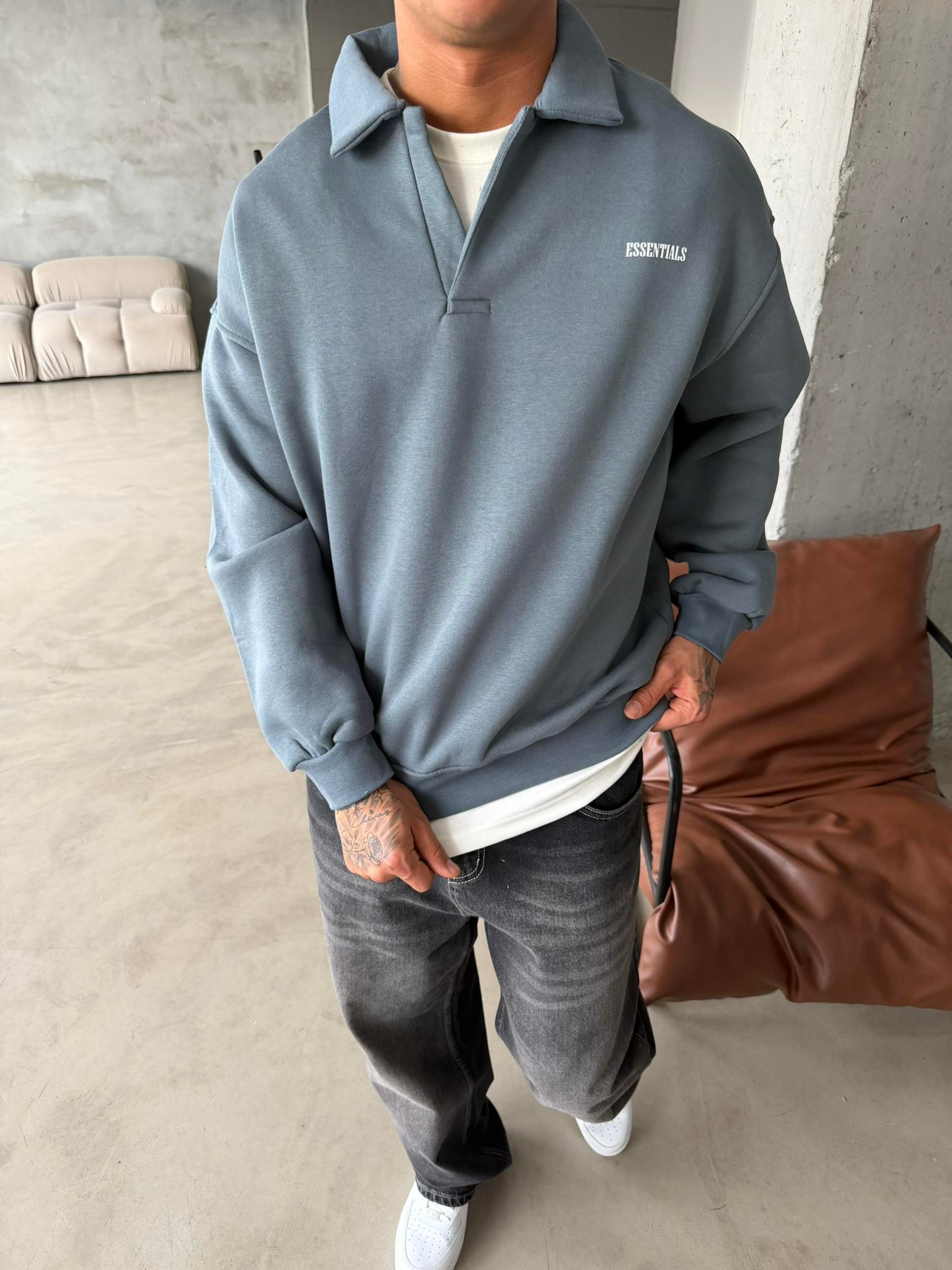 Essetıals Basic Polo Sweat - Füme
