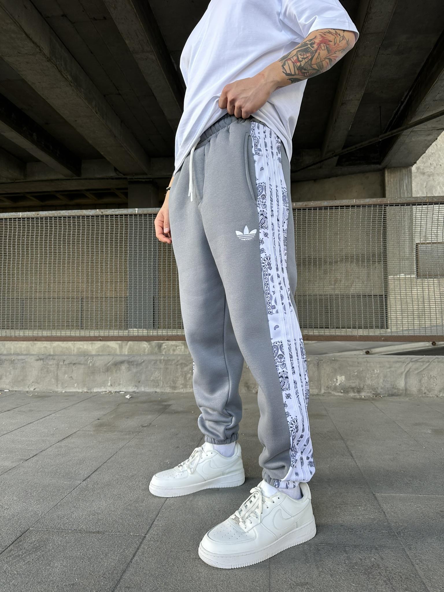 Etnik Desen Jogger Eşofman Altı- Boyama Gri