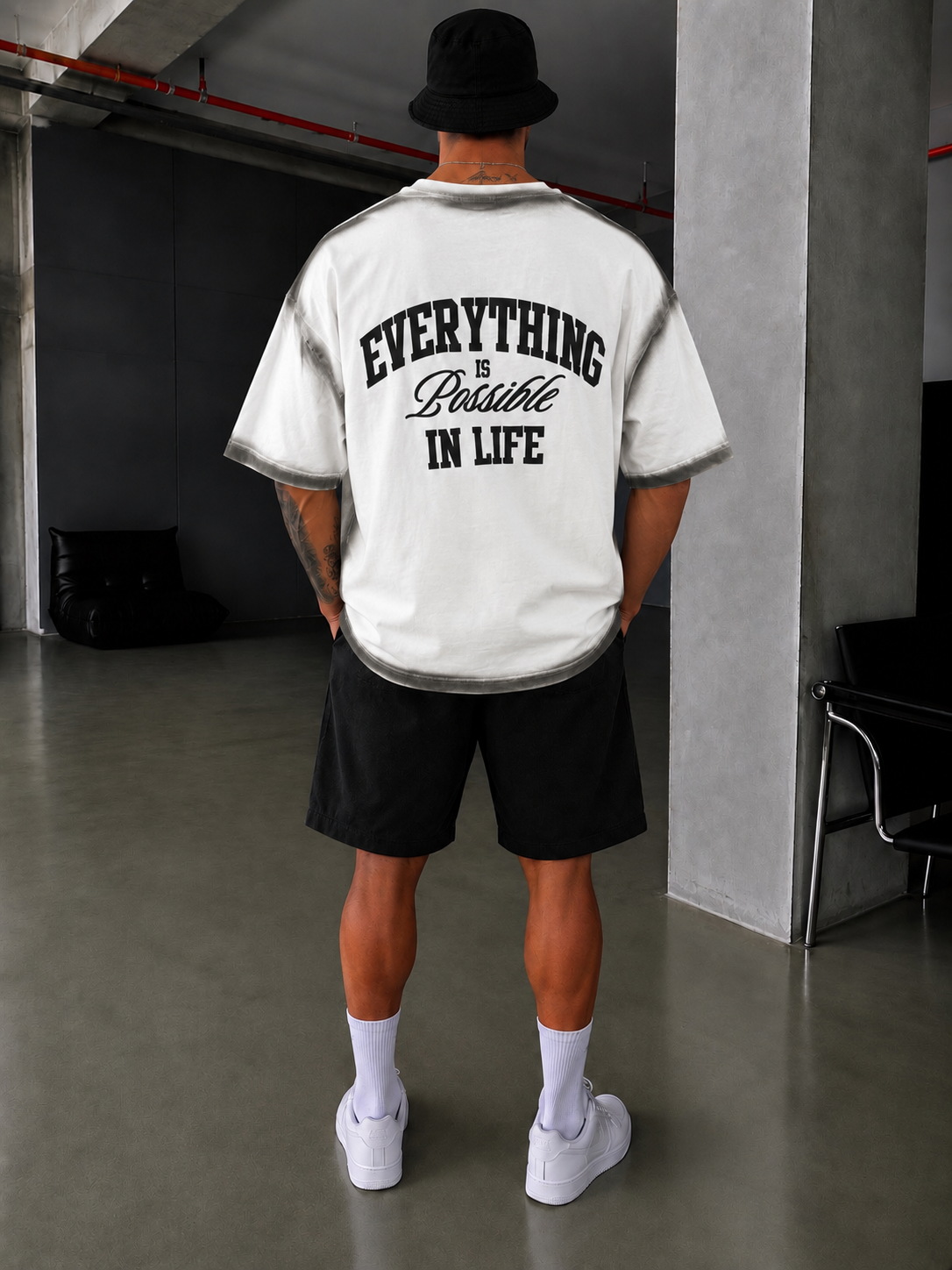Everything  Spreyli Oversize T-Shirt  - Beyaz