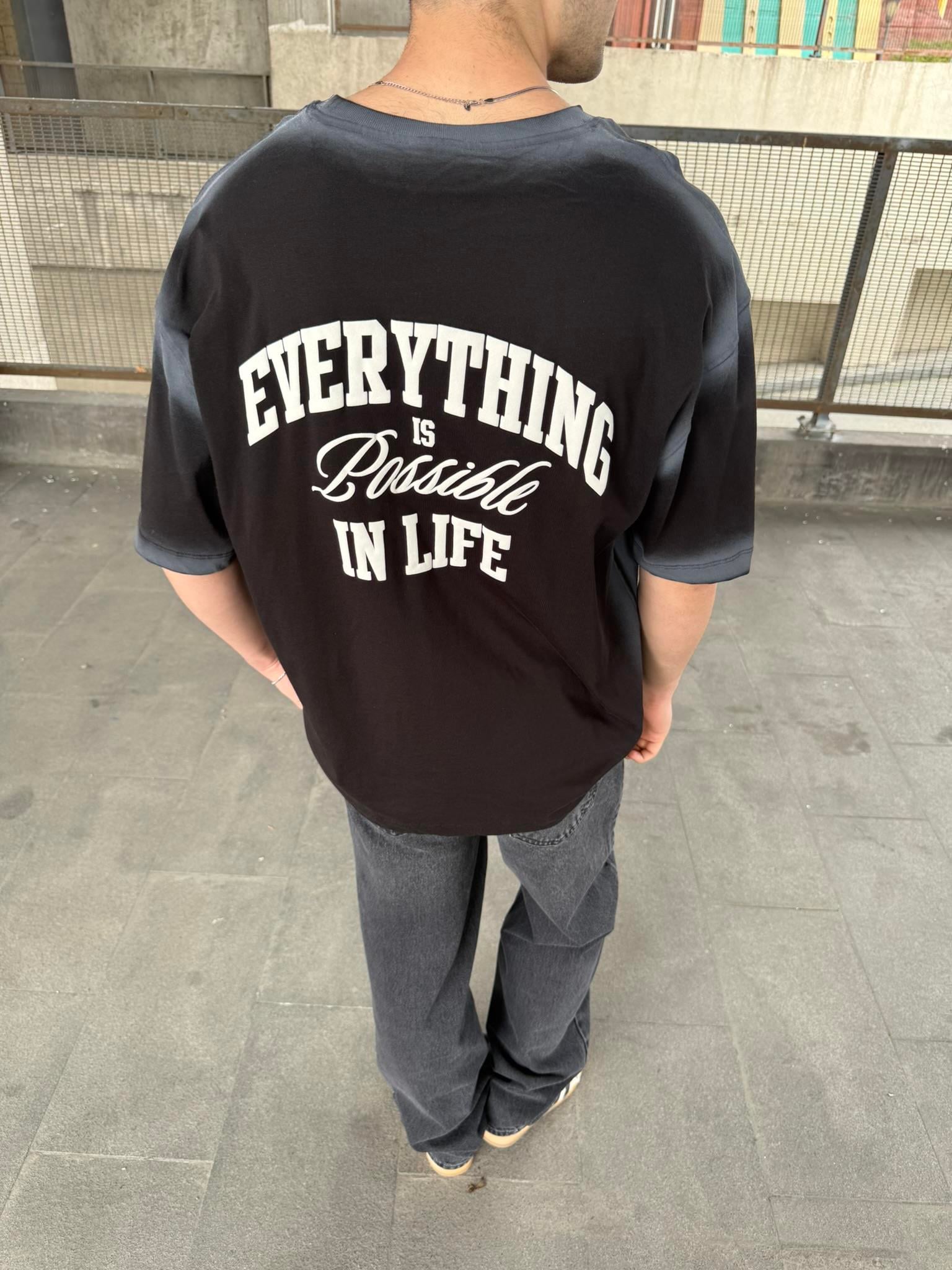 Everything  Spreyli Oversize T-Shirt  - Siyah