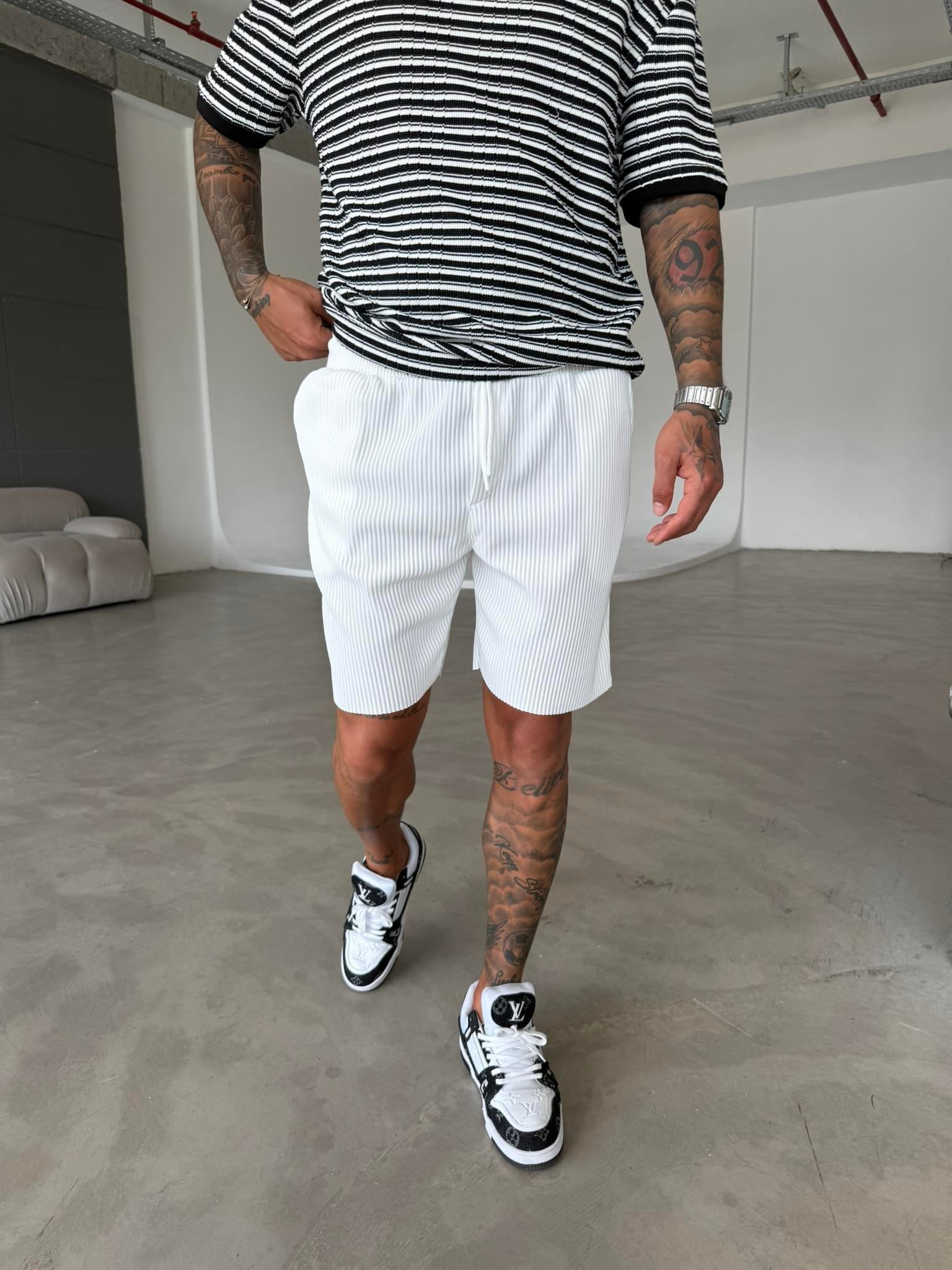 Fitilli Premium Basic Şort - Beyaz