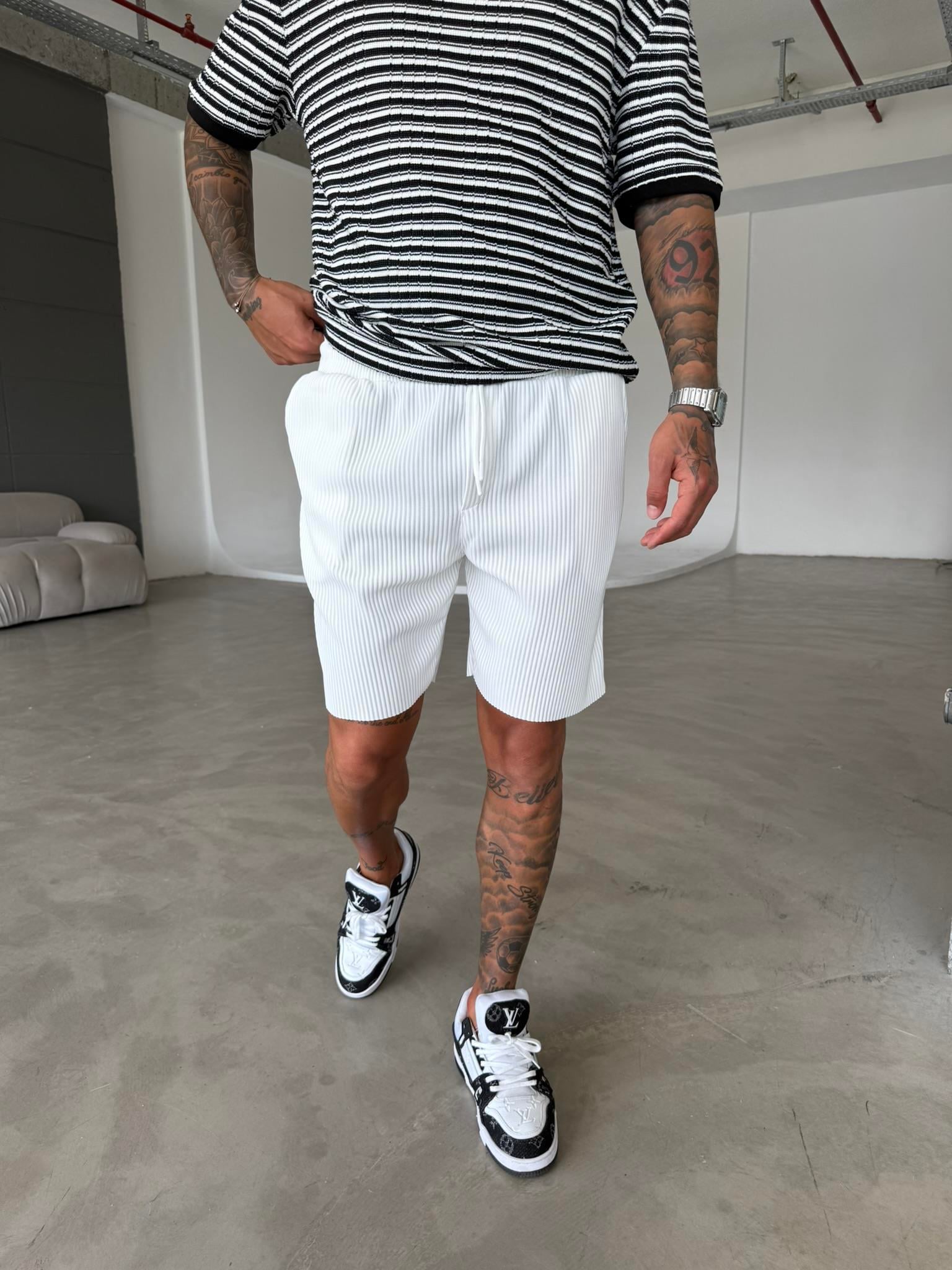 Fitilli Premium Basic Şort - Beyaz