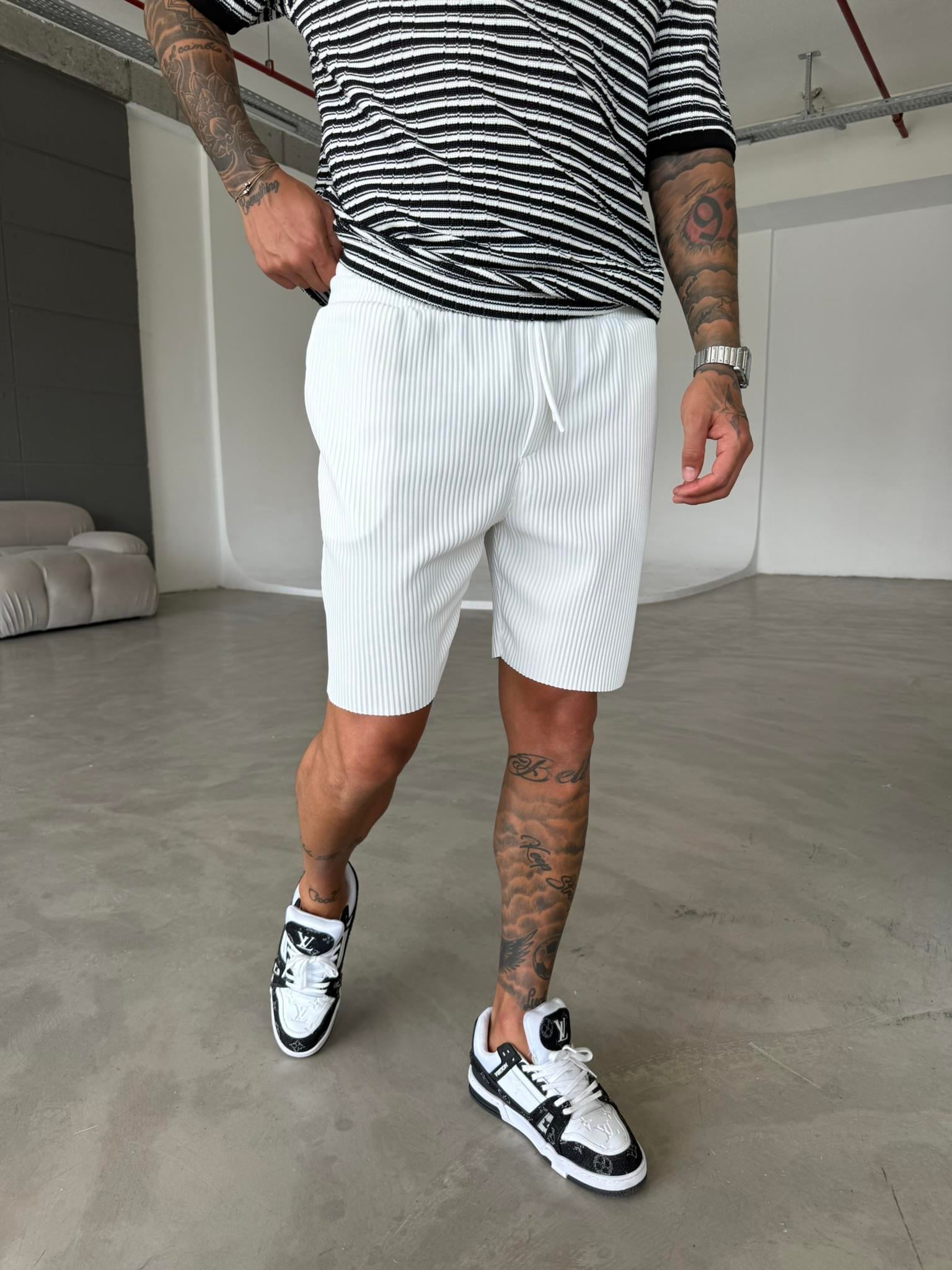 Fitilli Premium Basic Şort - Beyaz