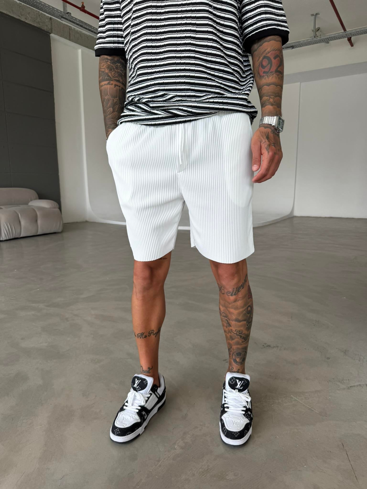 Fitilli Premium Basic Şort - Beyaz