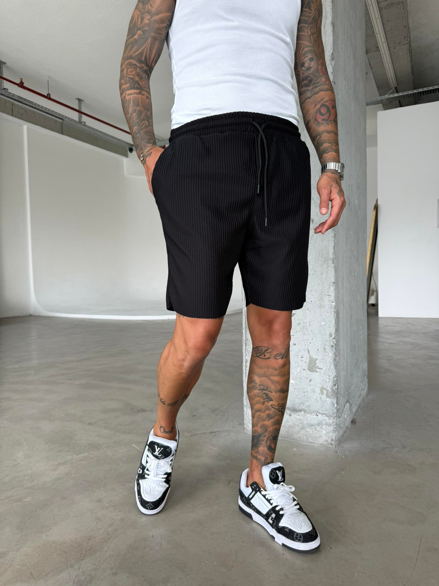 Fitilli Premium Basic Şort - Siyah