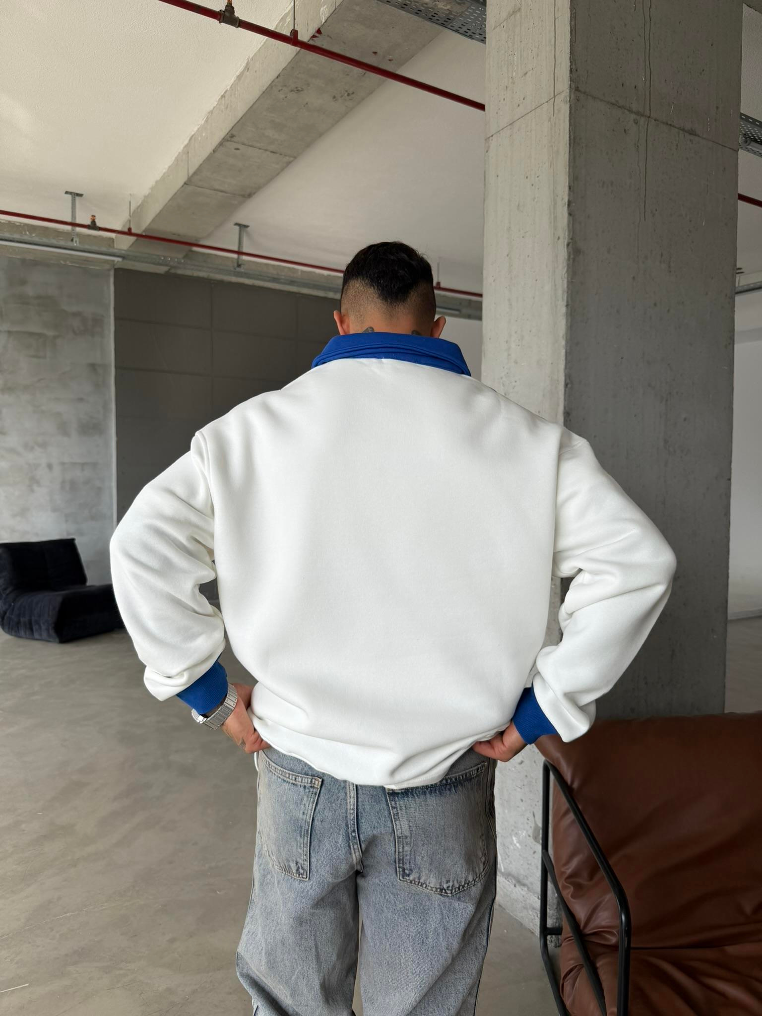 Fly Better Yarım Fermuar Sweat - Beyaz