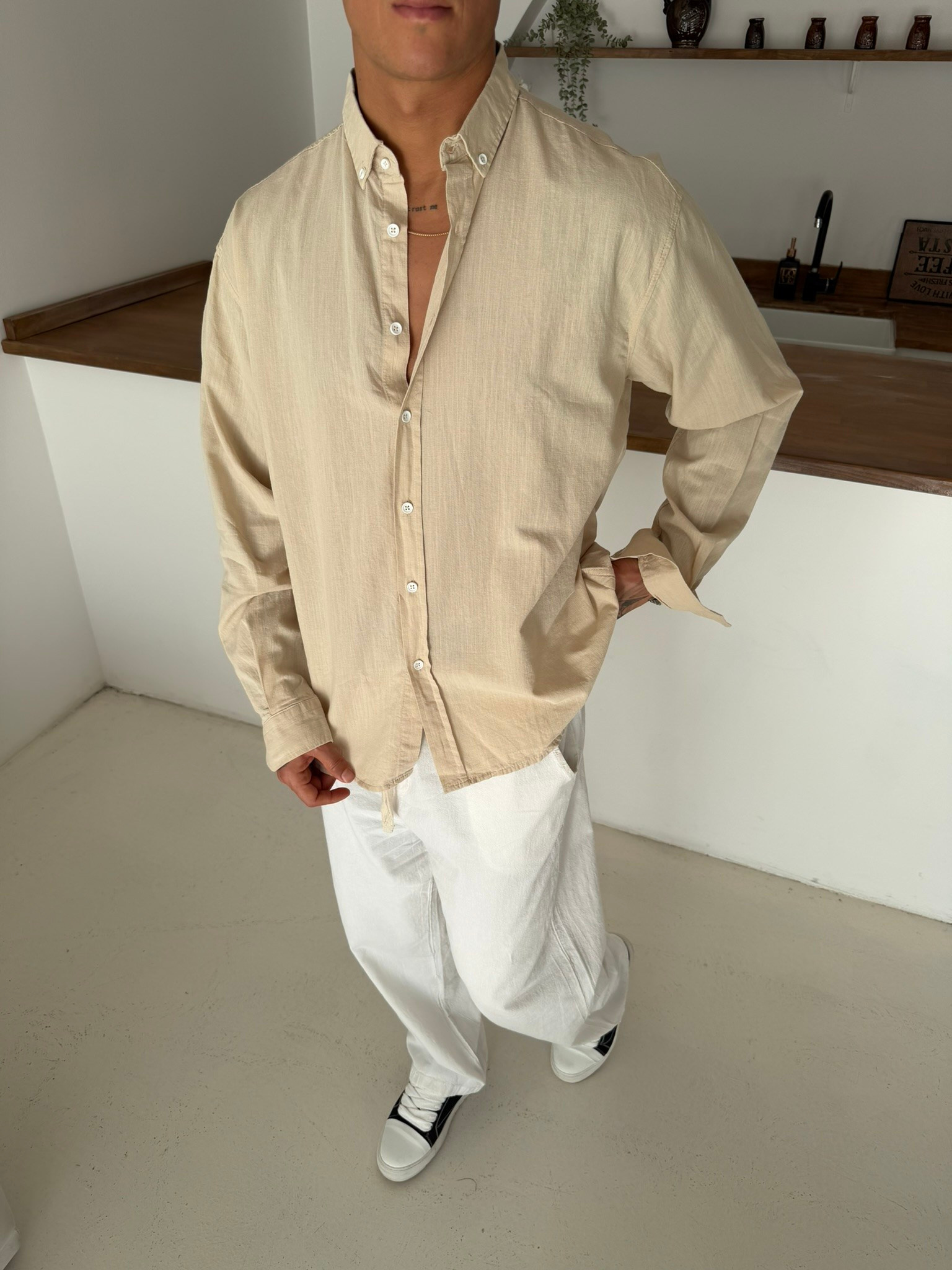 Fresh Keten Gömlek - Bej