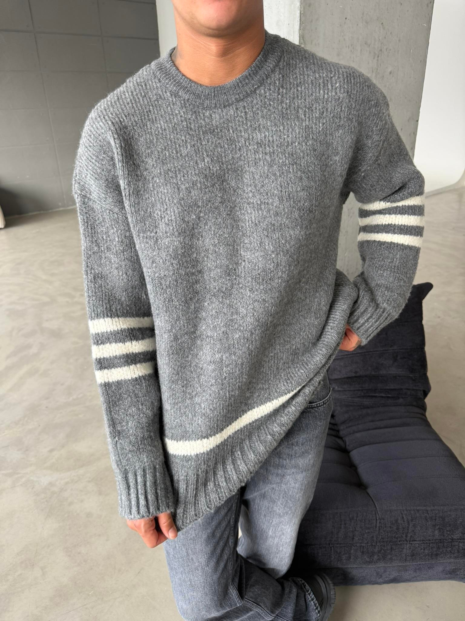 Gameover Örme Triko Kazak - Gri