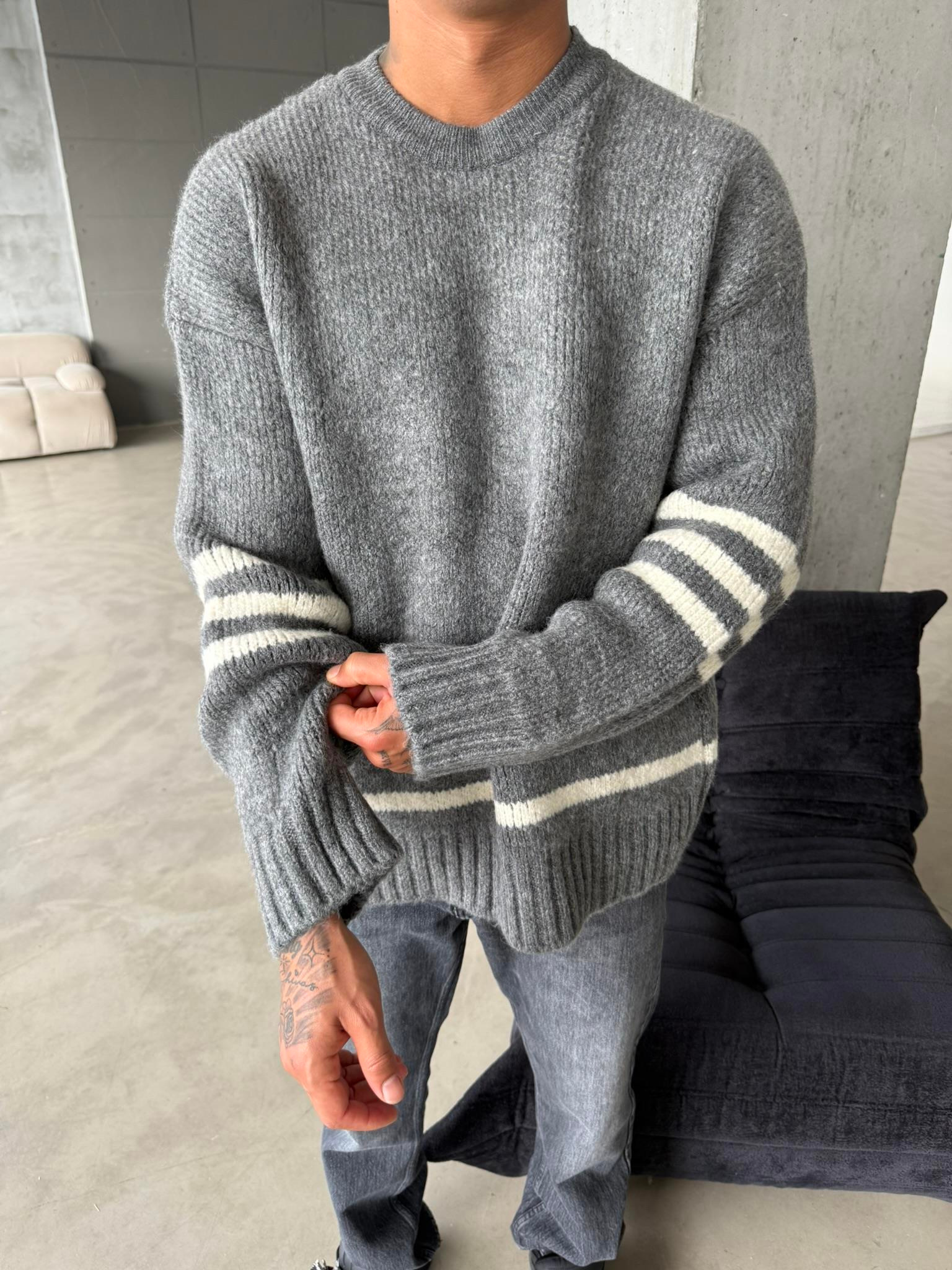 Gameover Örme Triko Kazak - Gri