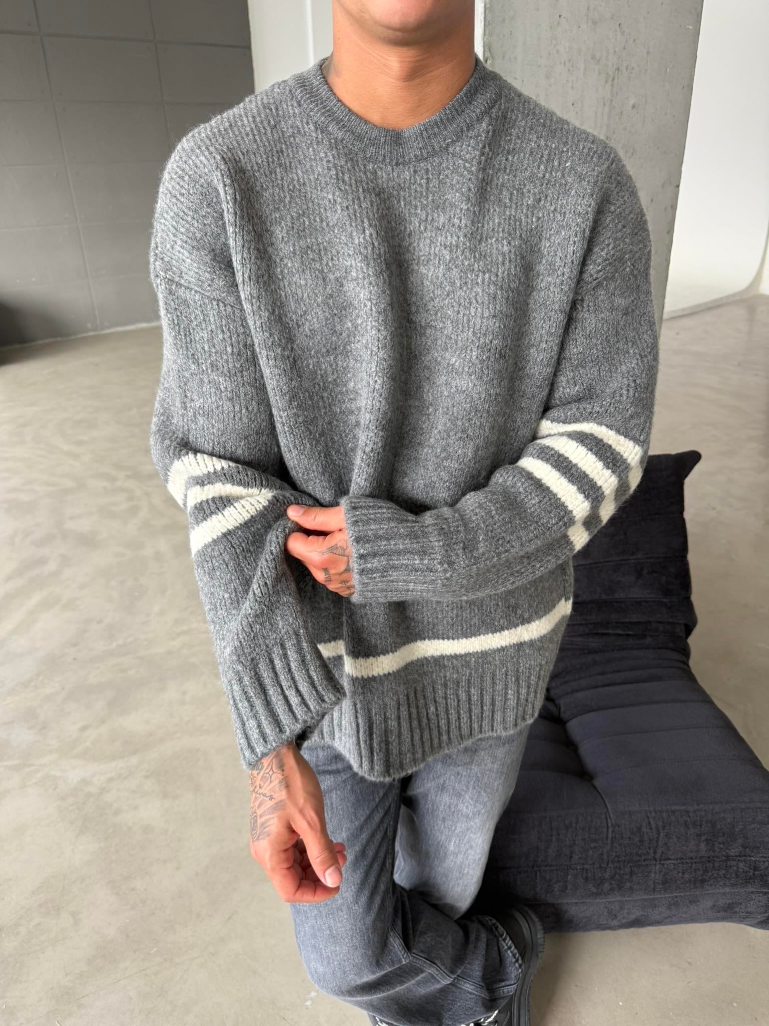 Gameover Örme Triko Kazak - Gri