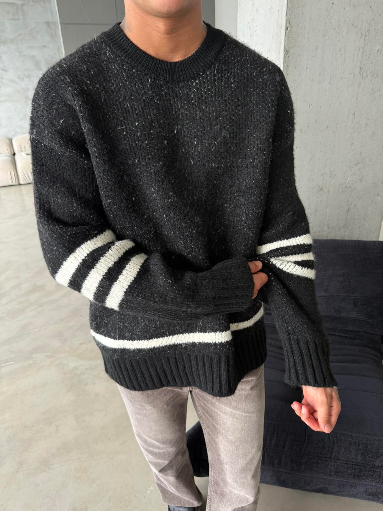 Gameover Örme Triko Kazak - Siyah