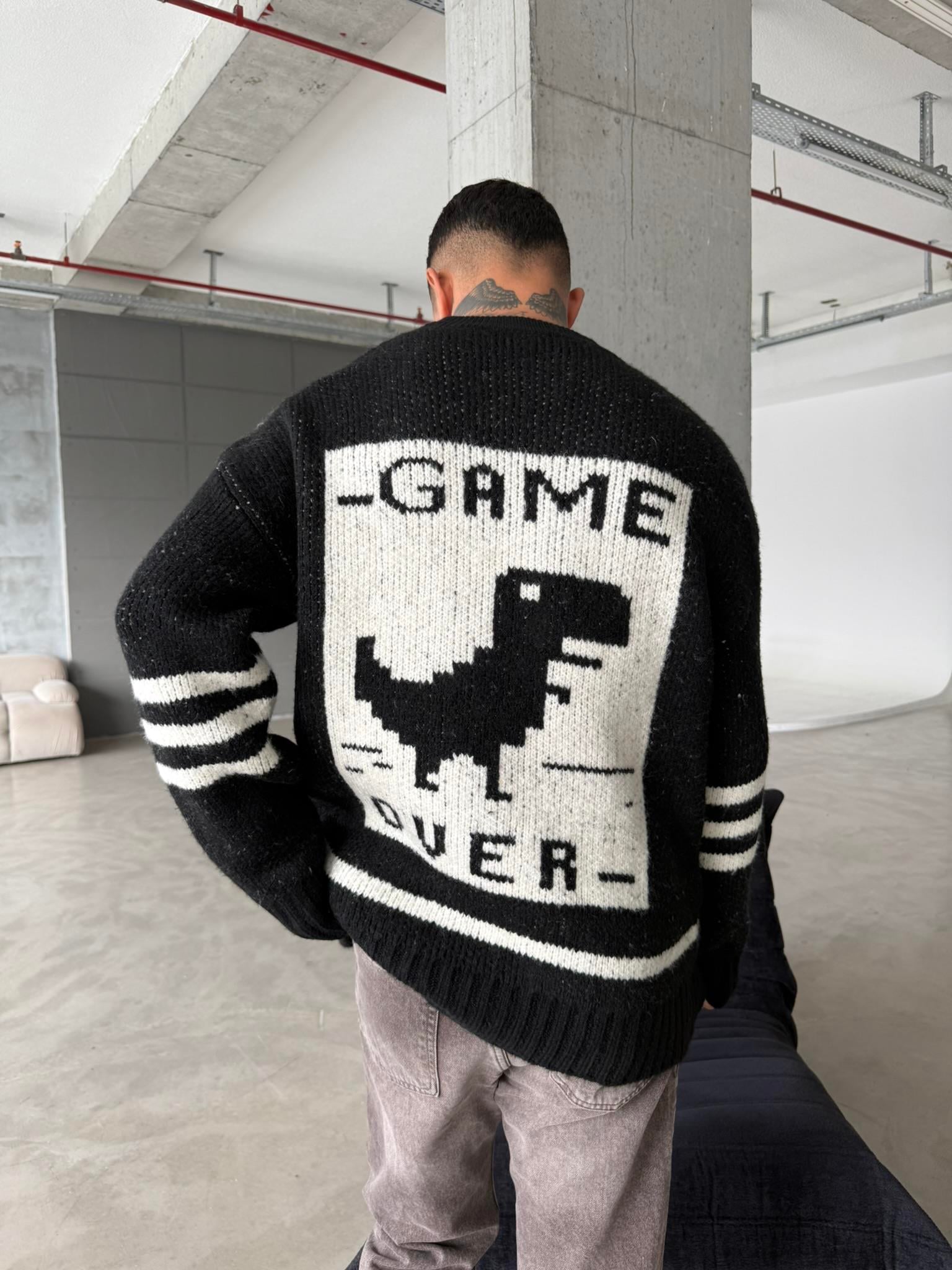 Gameover Örme Triko Kazak - Siyah