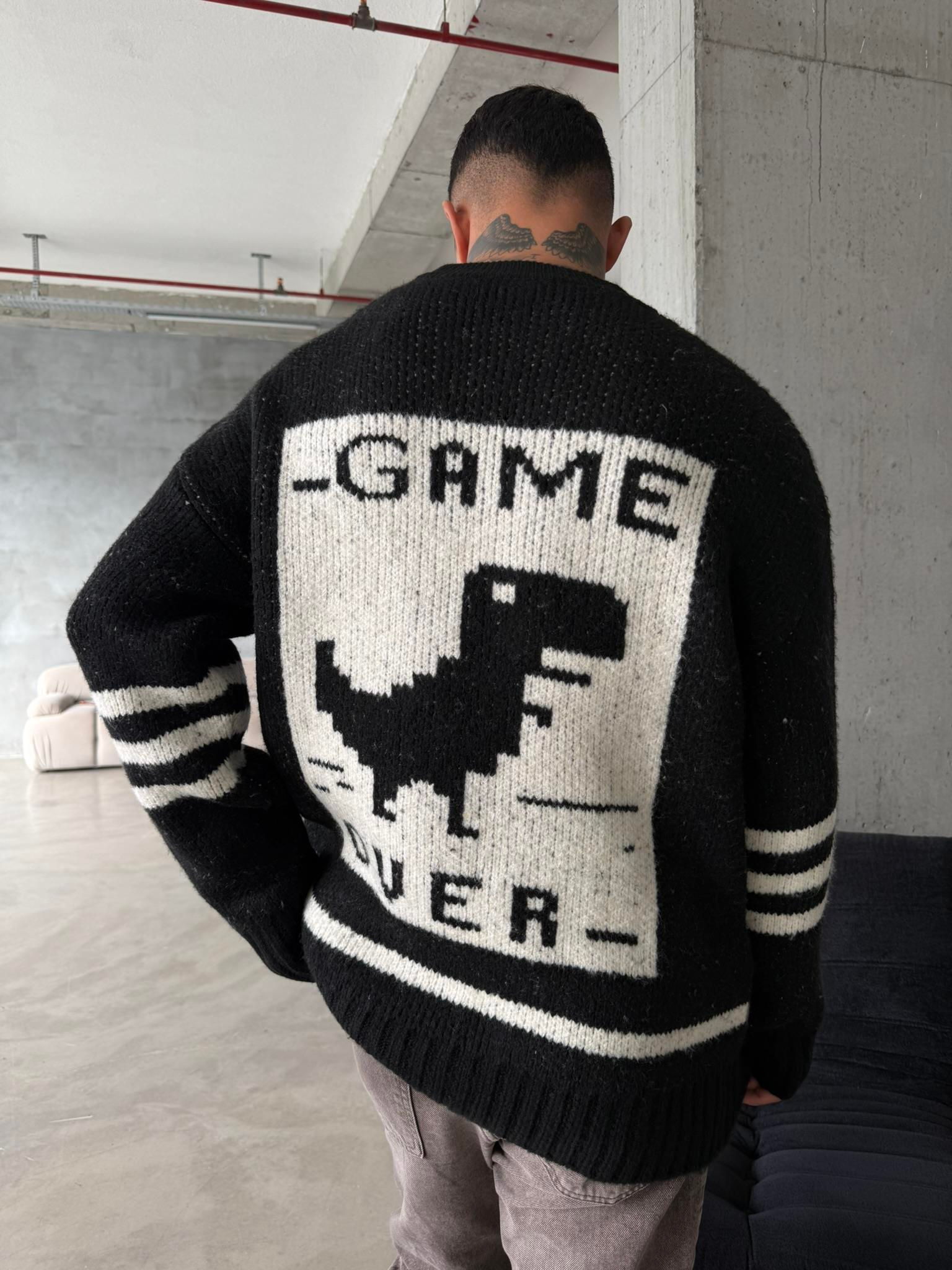 Gameover Örme Triko Kazak - Siyah