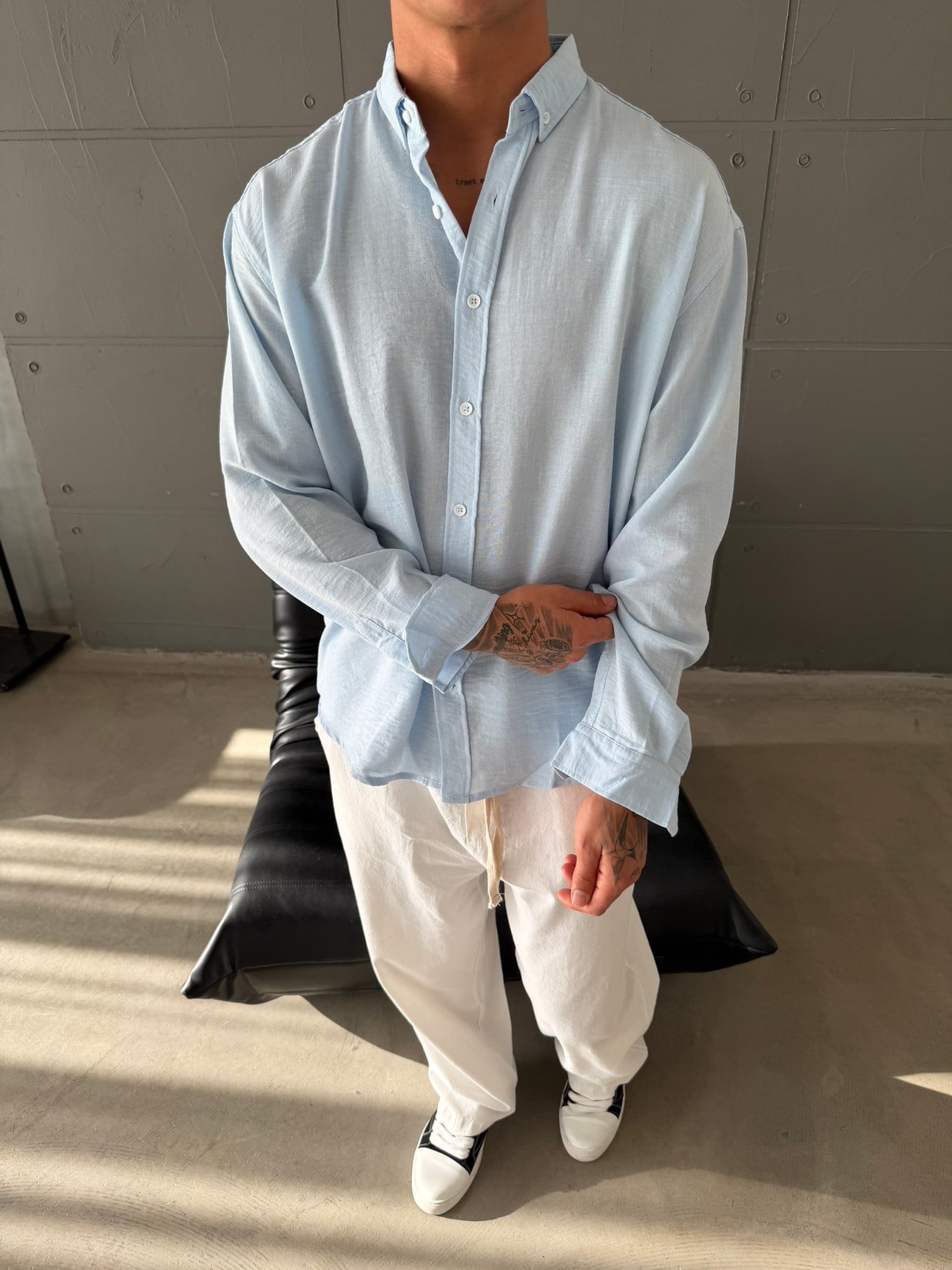 Gobis Basic Keten Gömlek - Bebe Mavi