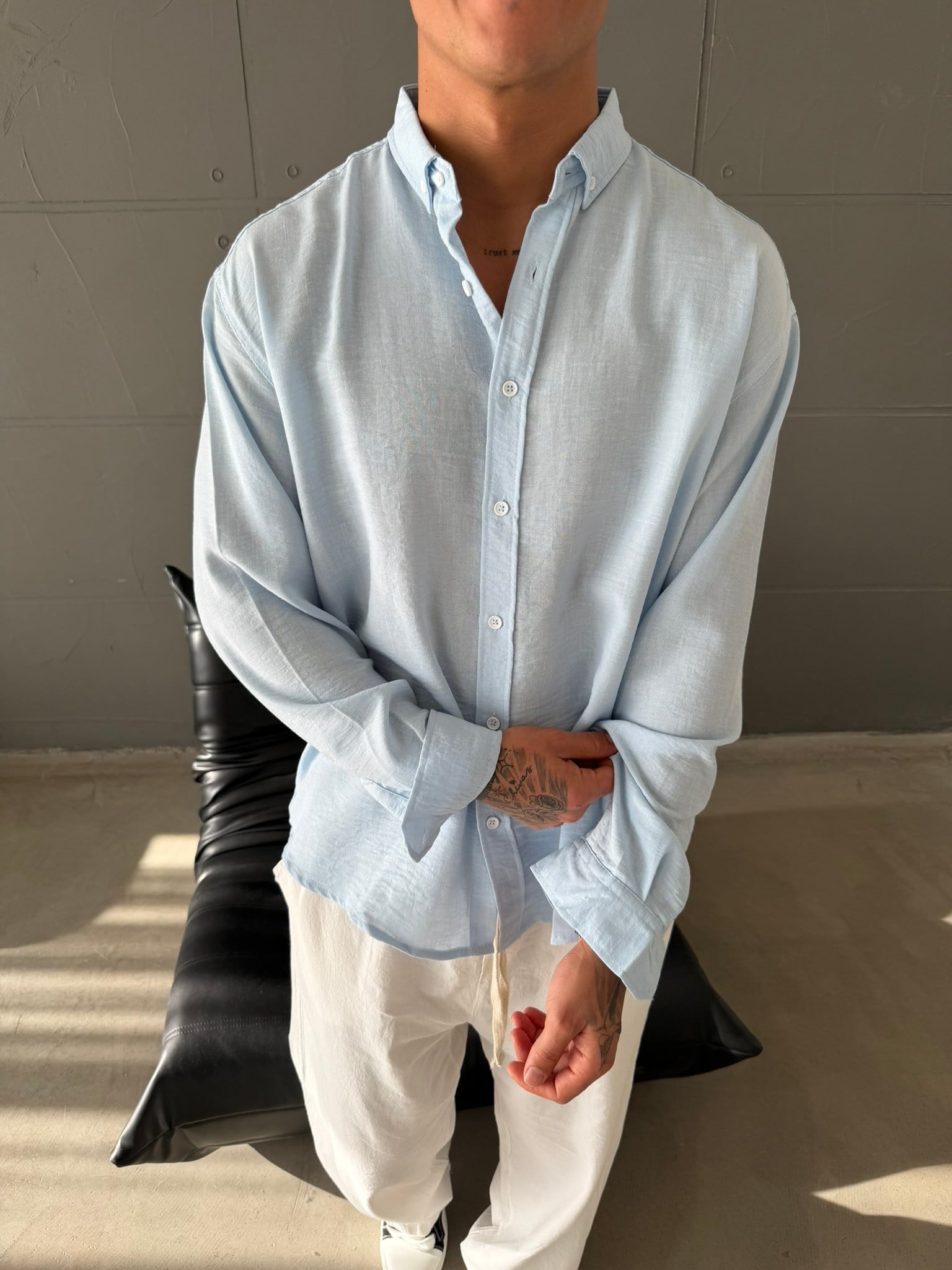 Gobis Basic Keten Gömlek - Bebe Mavi