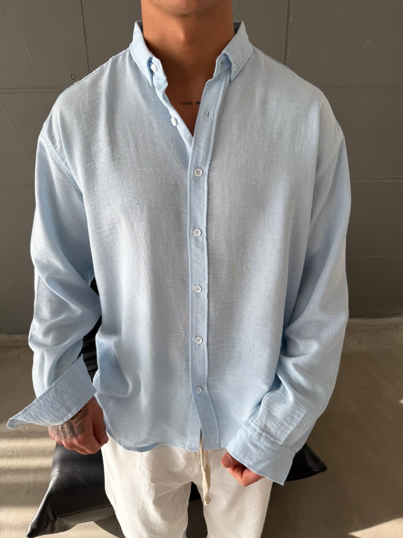 Gobis Basic Keten Gömlek - Bebe Mavi