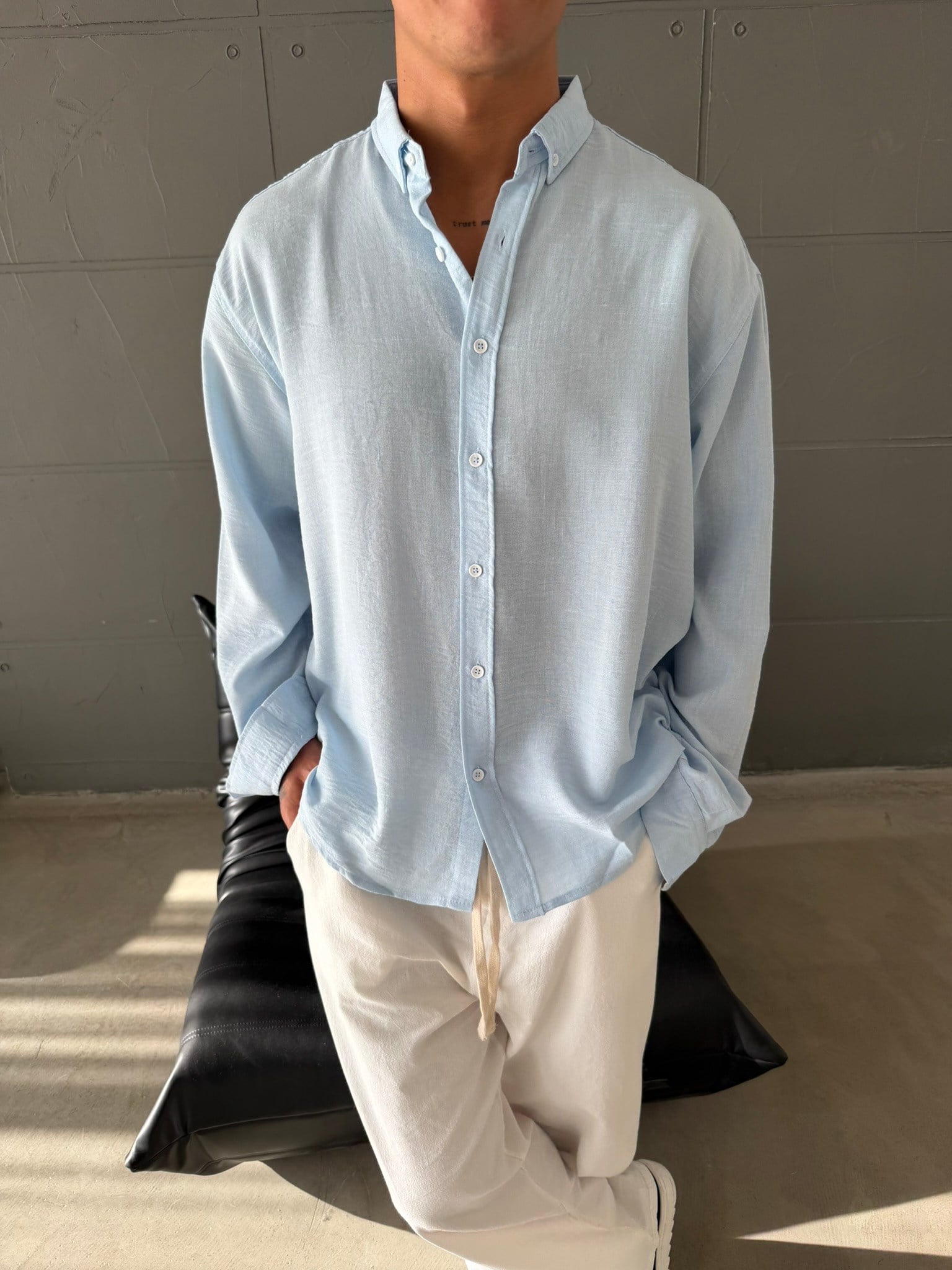 Gobis Basic Keten Gömlek - Bebe Mavi