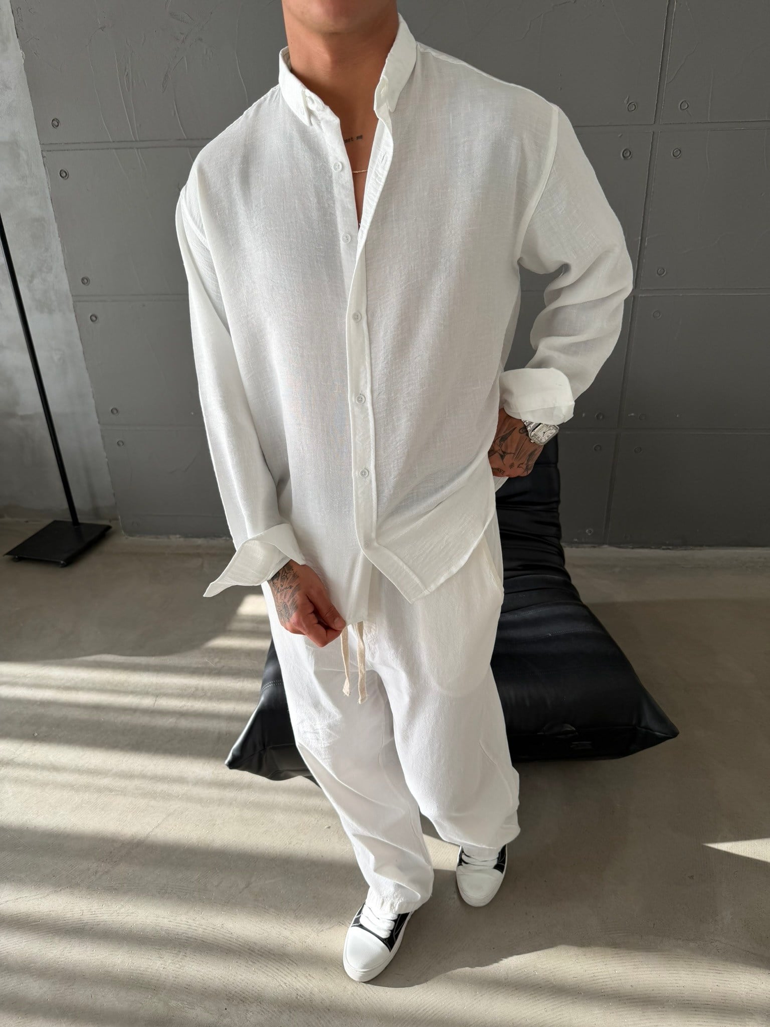 Gobis Basic Keten Gömlek - Beyaz