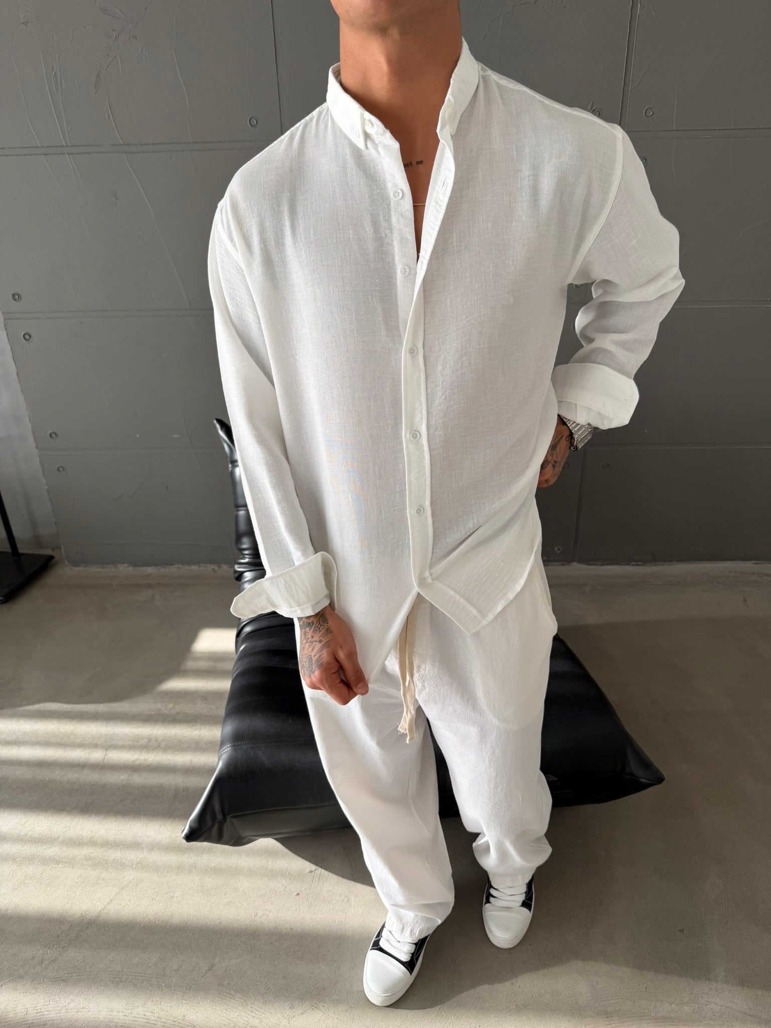 Gobis Basic Keten Gömlek - Beyaz