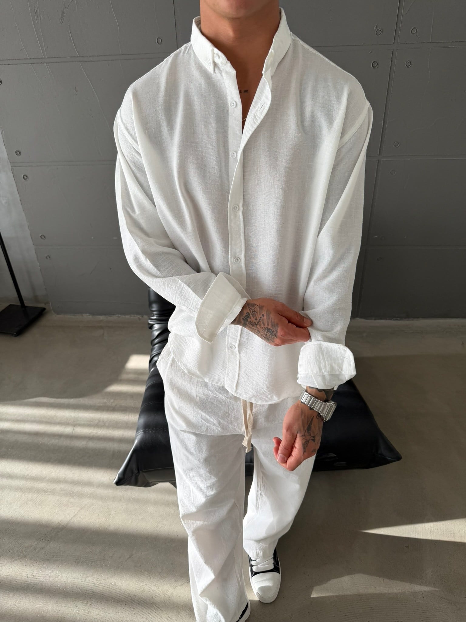 Gobis Basic Keten Gömlek - Beyaz