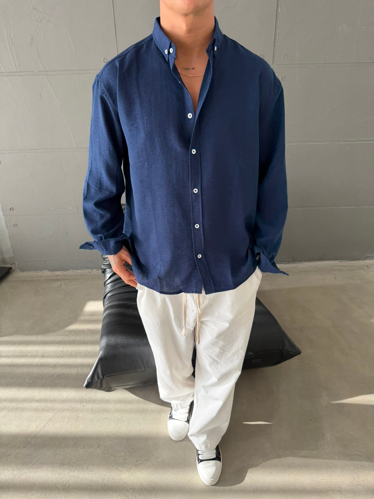 Gobis Basic Keten Gömlek - Lacivert