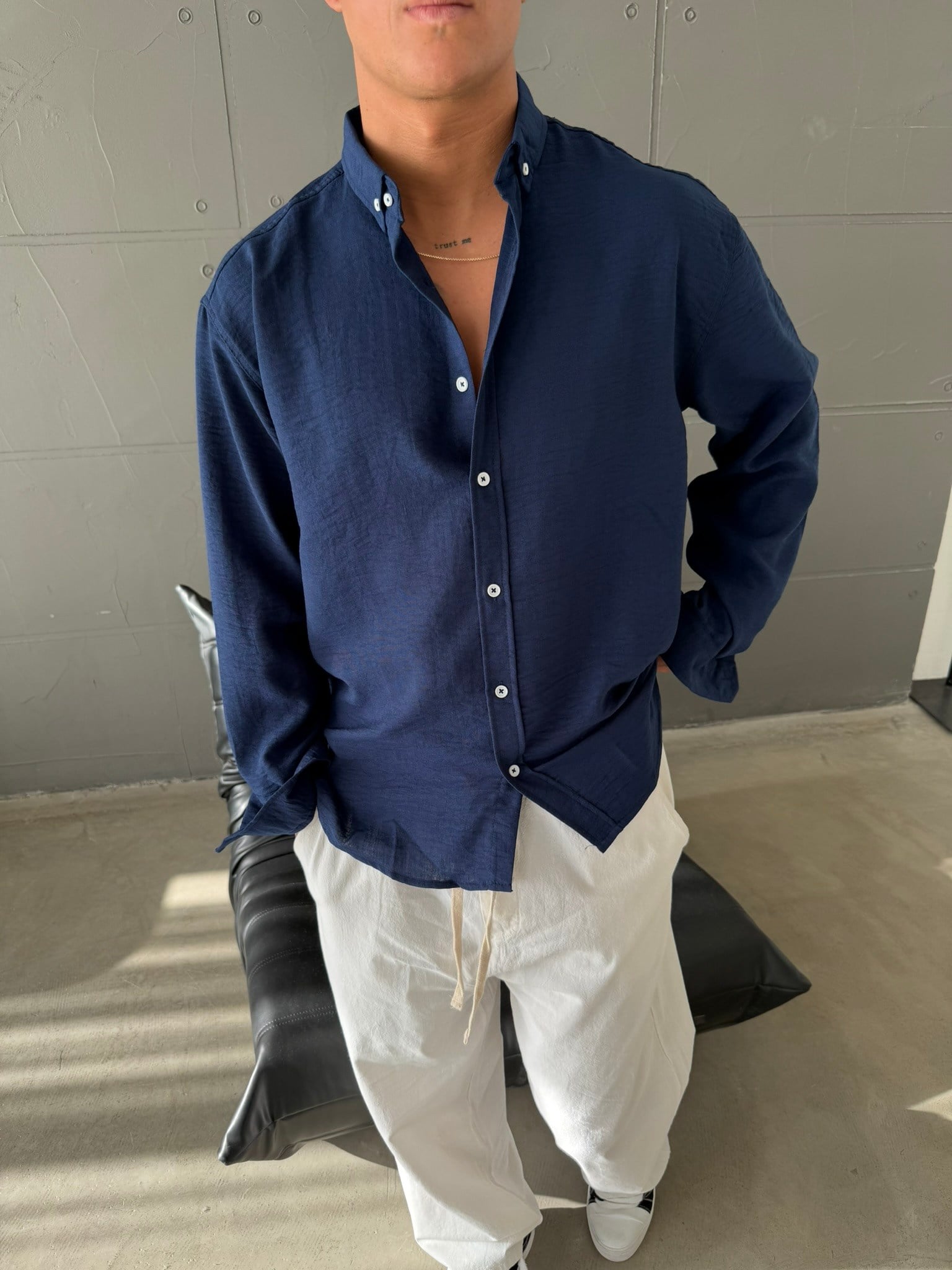 Gobis Basic Keten Gömlek - Lacivert