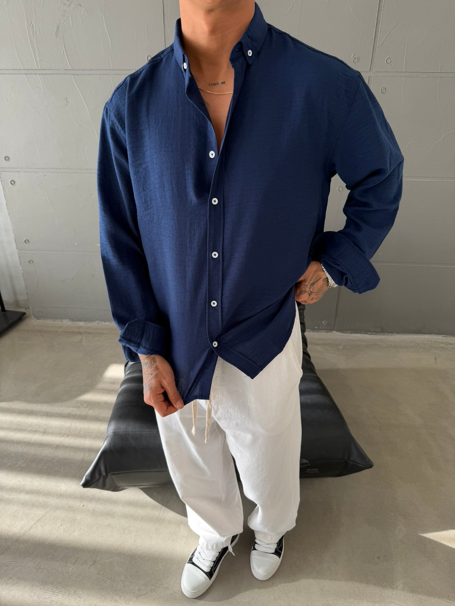 Gobis Basic Keten Gömlek - Lacivert