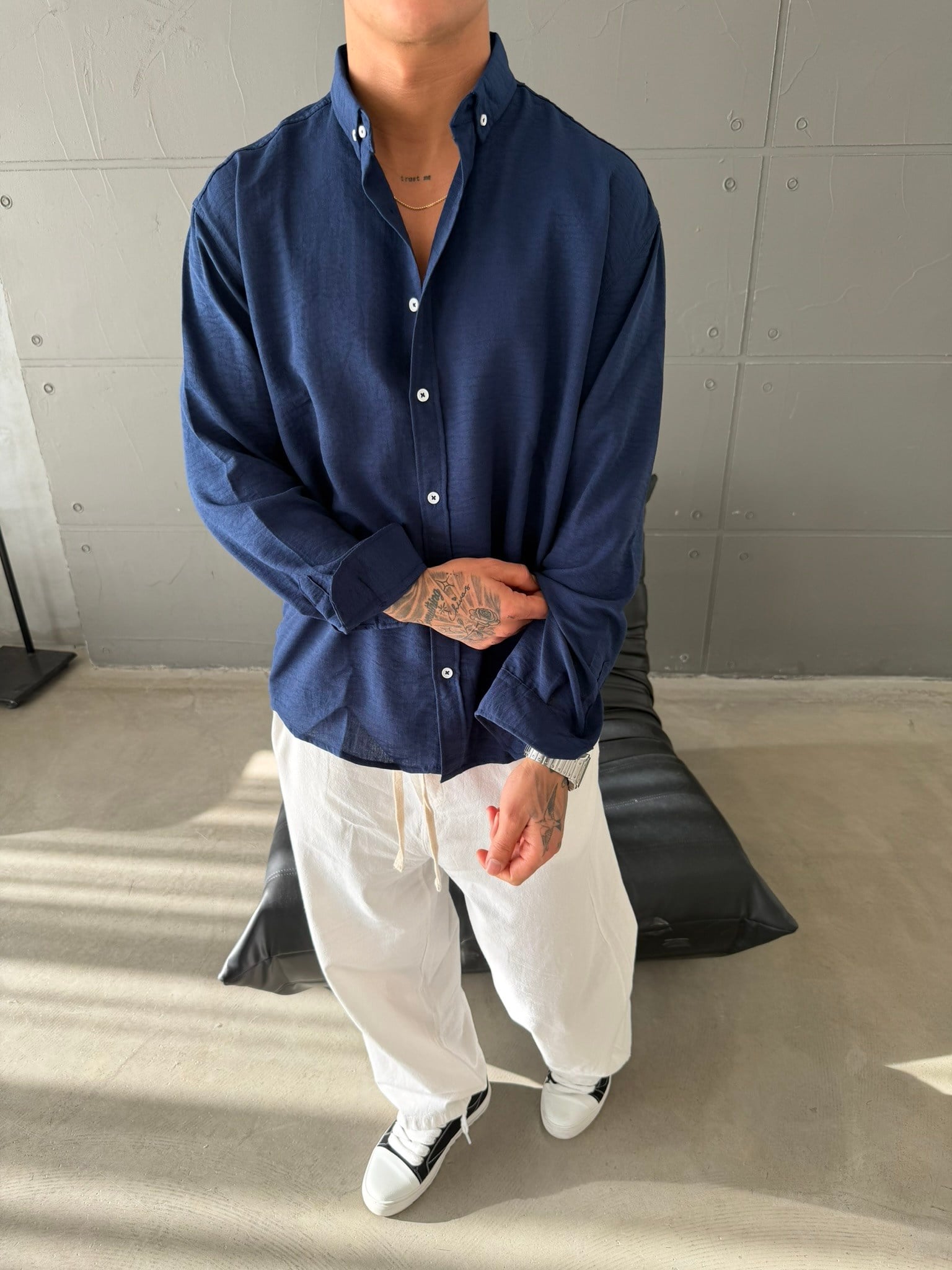 Gobis Basic Keten Gömlek - Lacivert