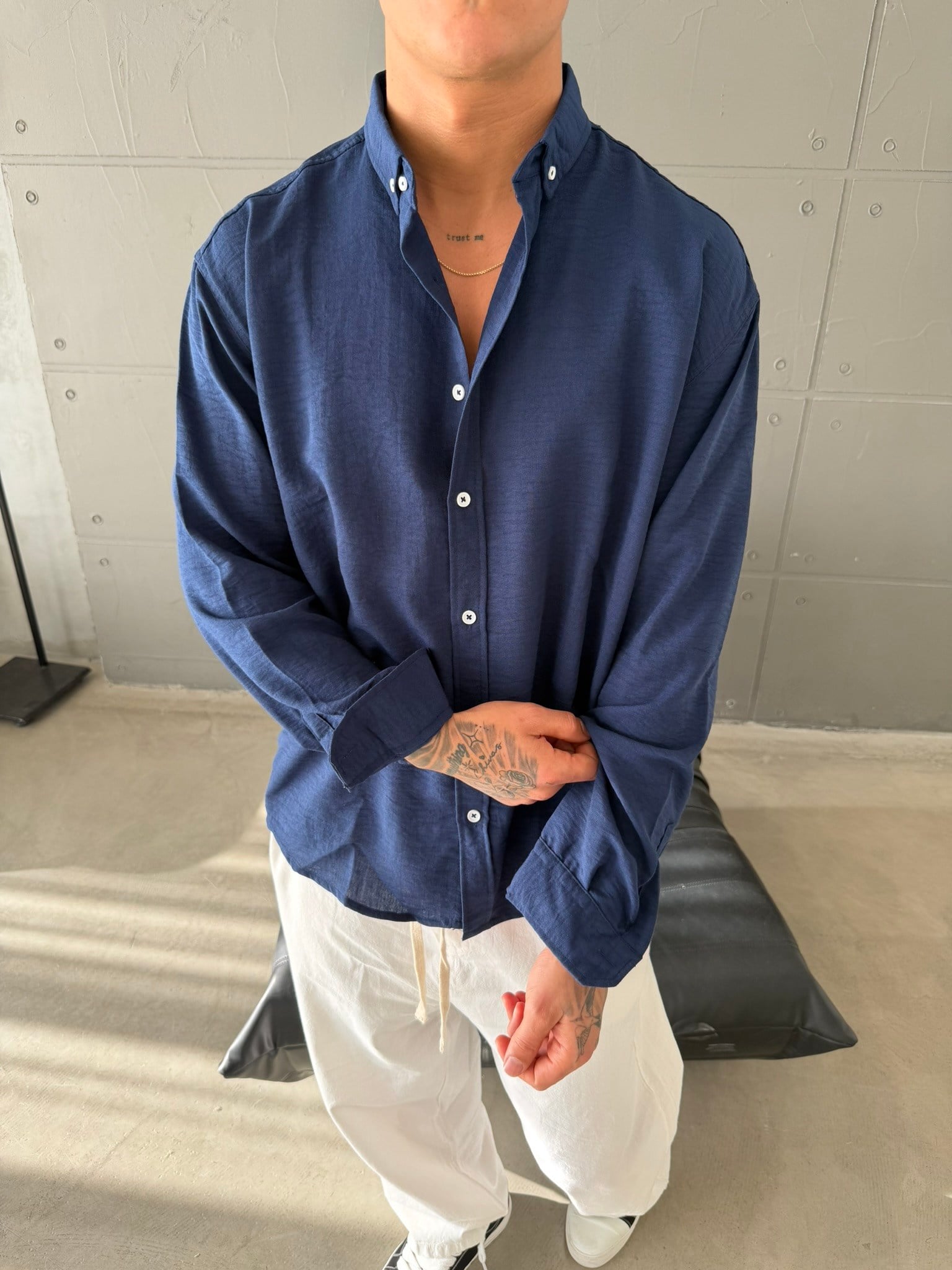 Gobis Basic Keten Gömlek - Lacivert