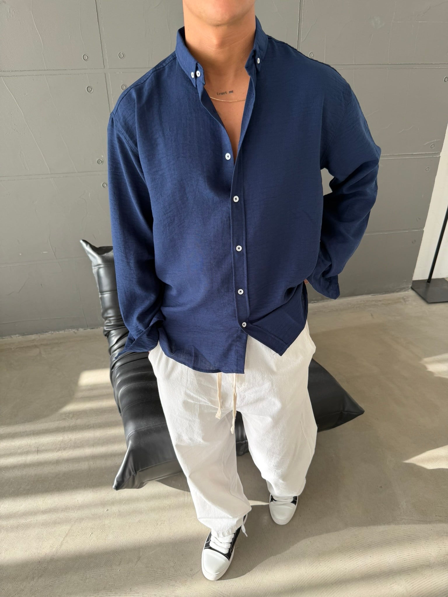 Gobis Basic Keten Gömlek - Lacivert