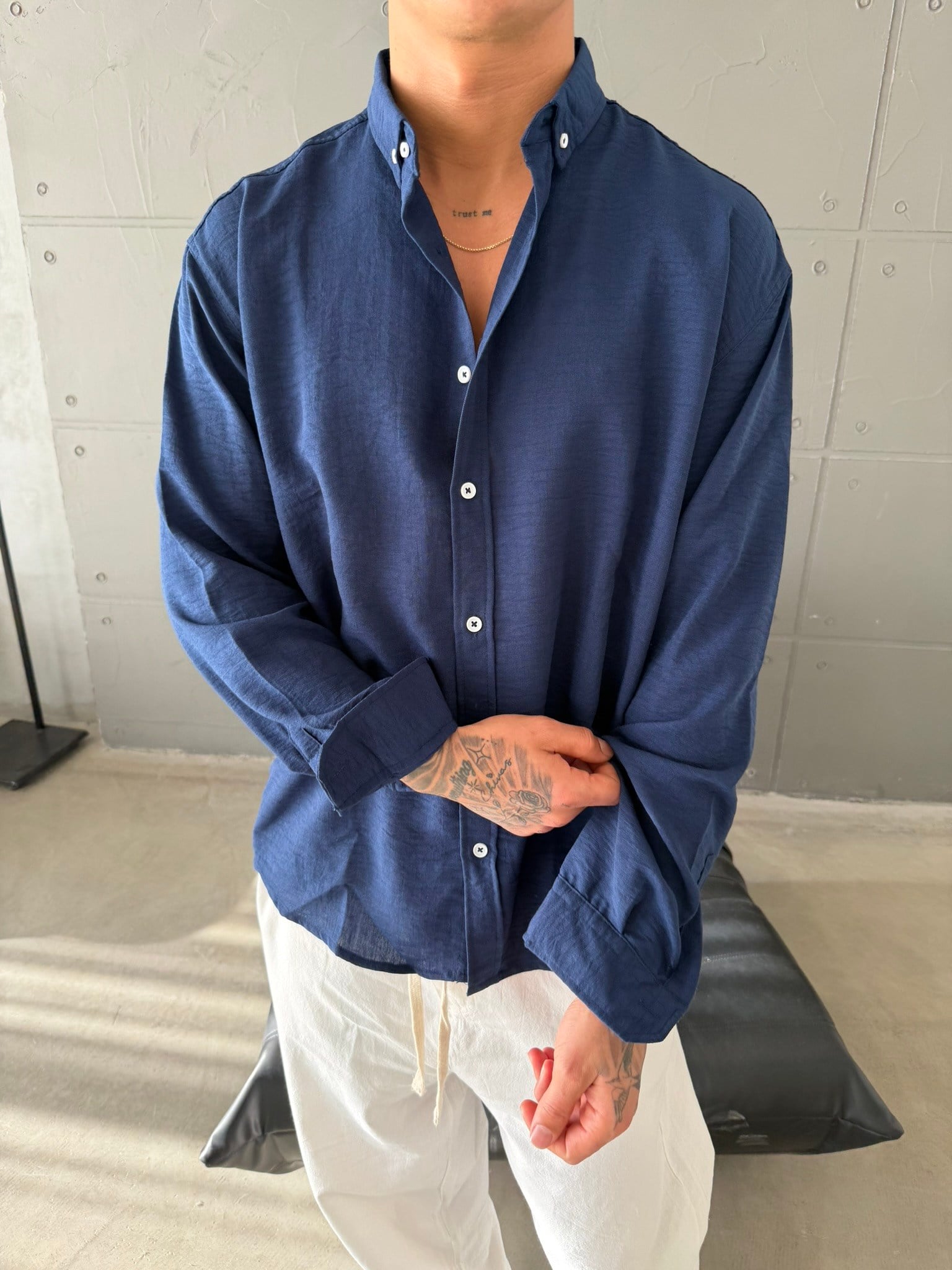 Gobis Basic Keten Gömlek - Lacivert