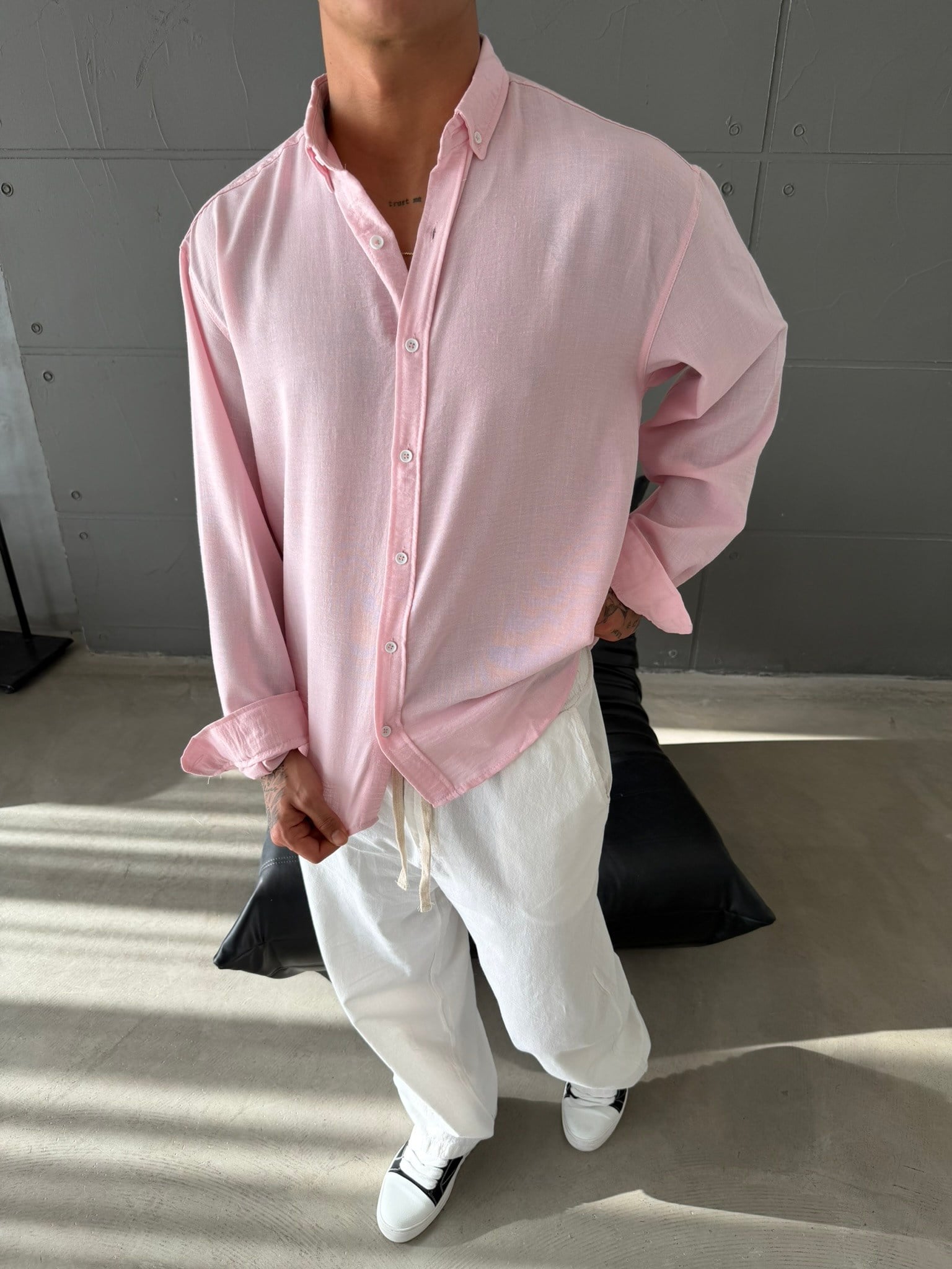 Gobis Basic Keten Gömlek - Pembe