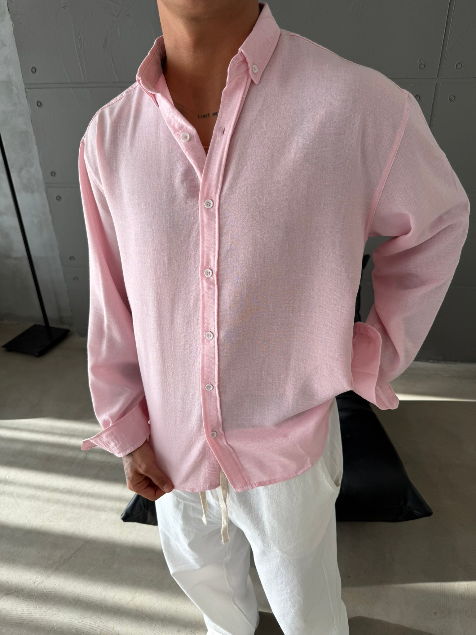 Gobis Basic Keten Gömlek - Pembe