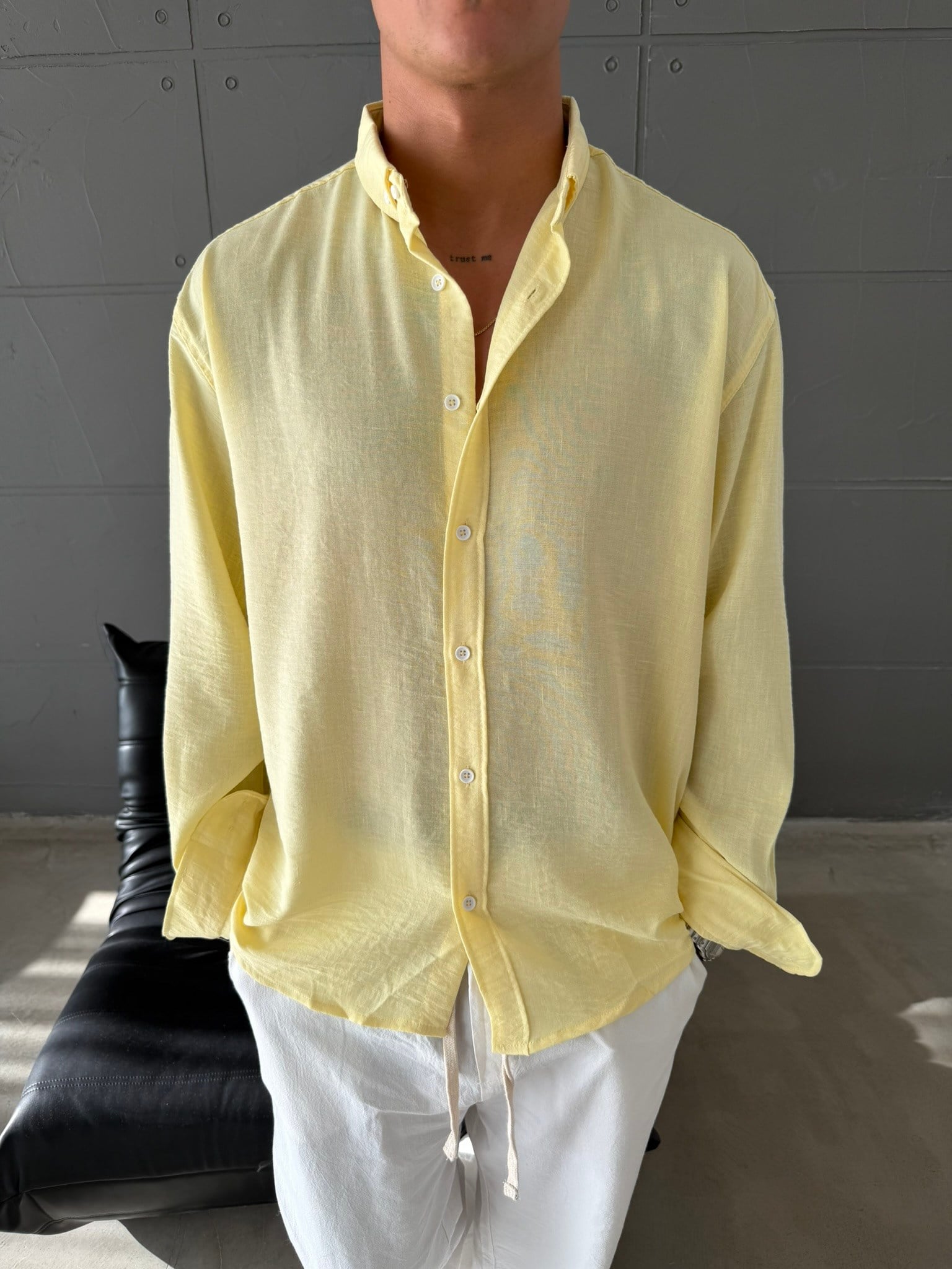 Gobis Basic Keten Gömlek - Sarı