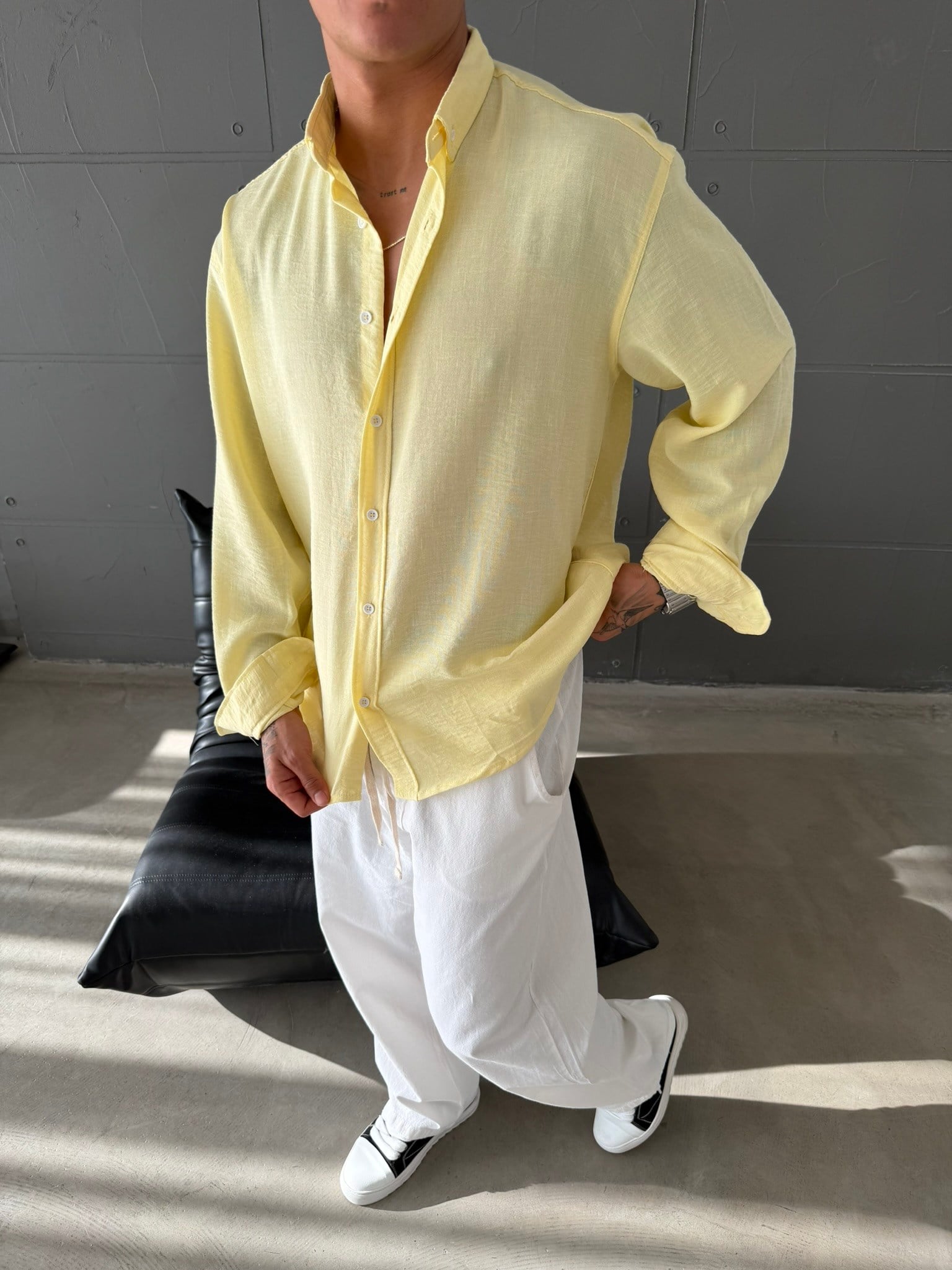Gobis Basic Keten Gömlek - Sarı