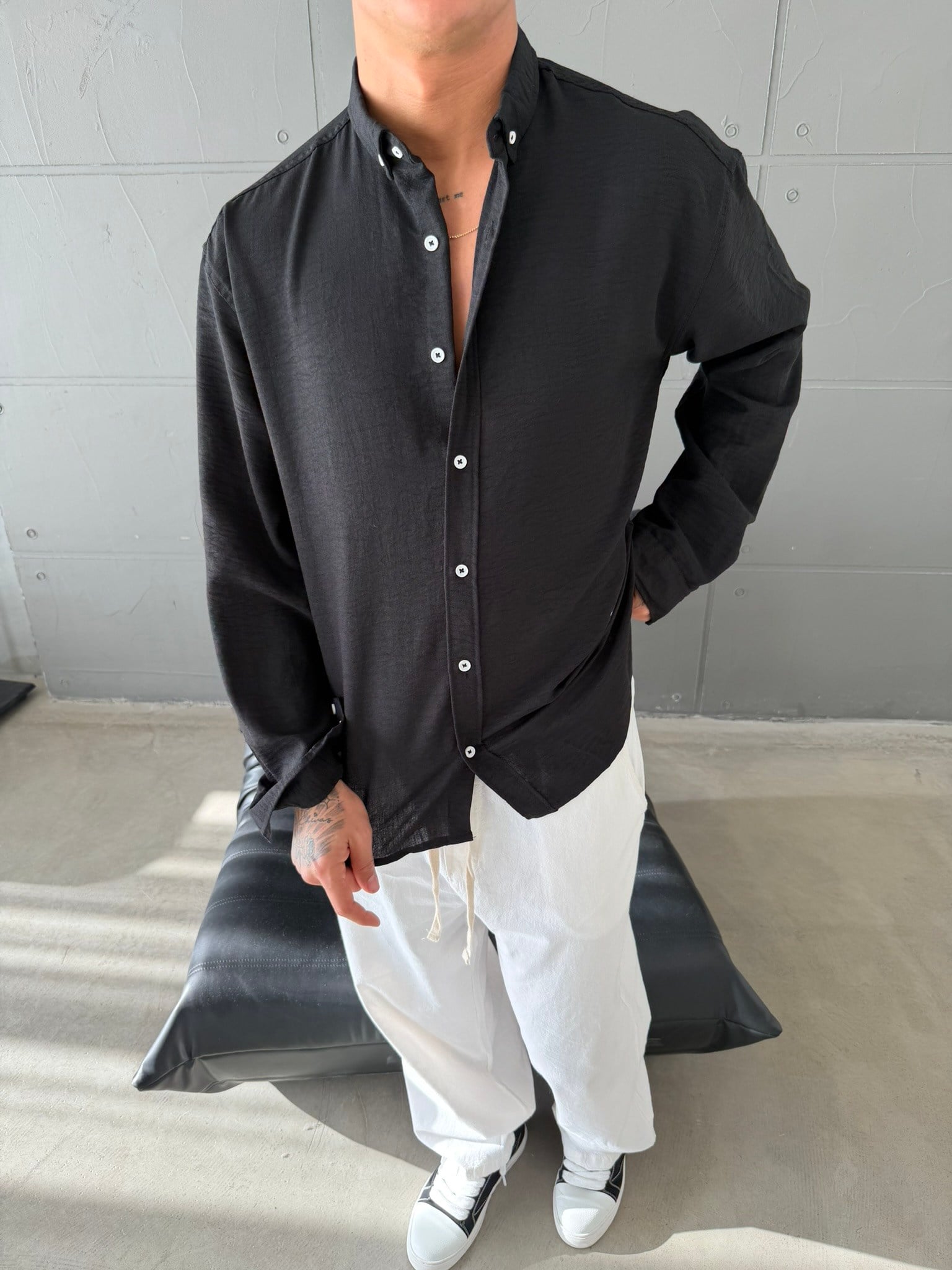 Gobis Basic Keten Gömlek - Siyah
