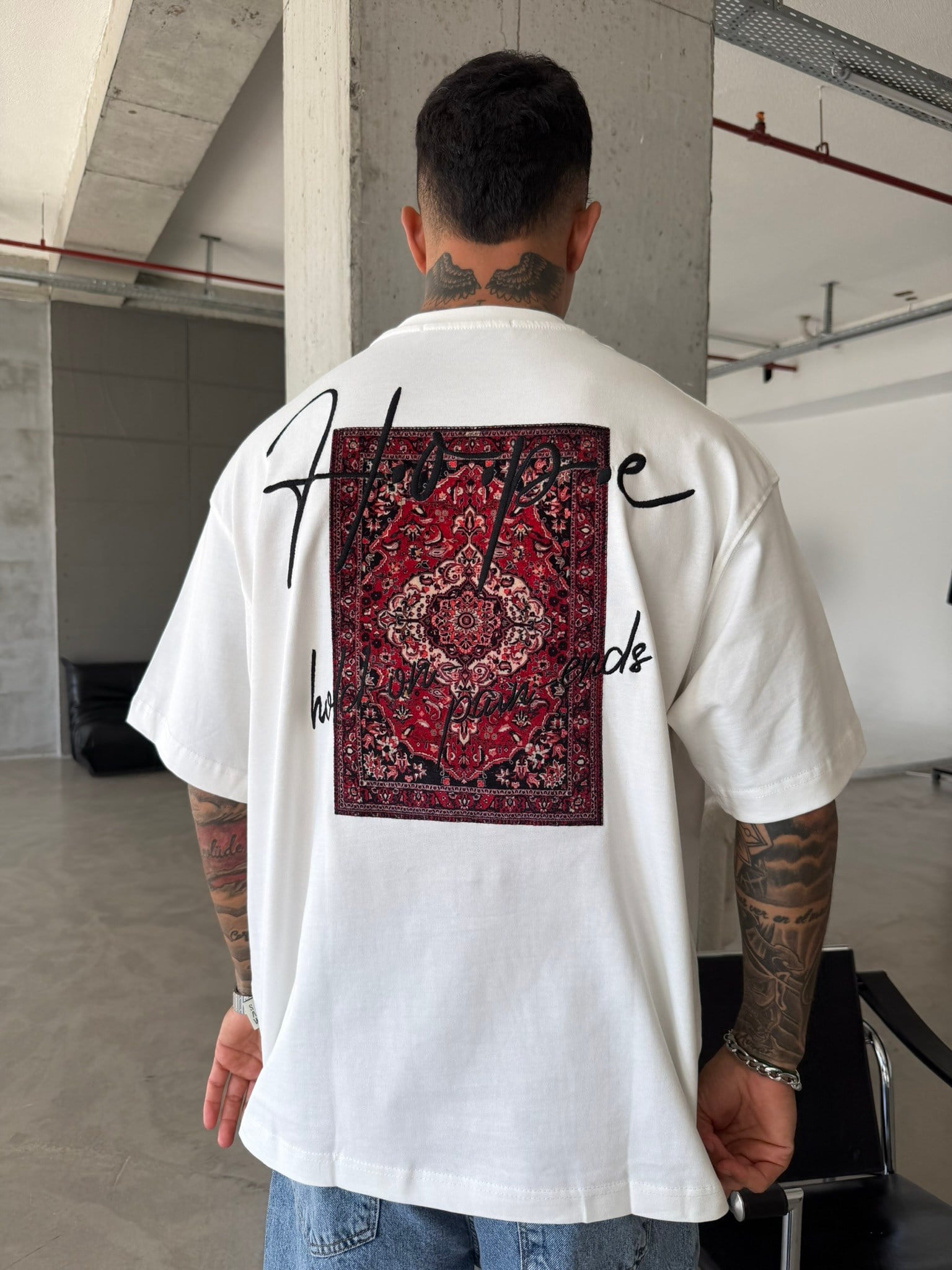 Hope Nakışlı Premium T-Shirt - Beyaz