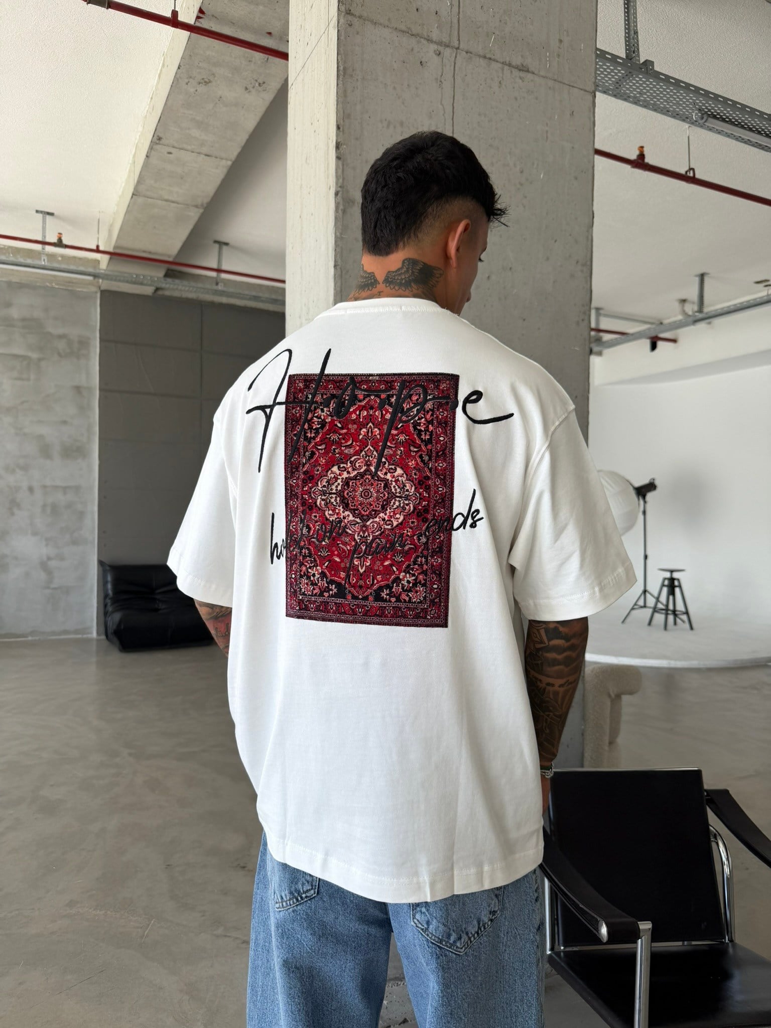 Hope Nakışlı Premium T-Shirt - Beyaz