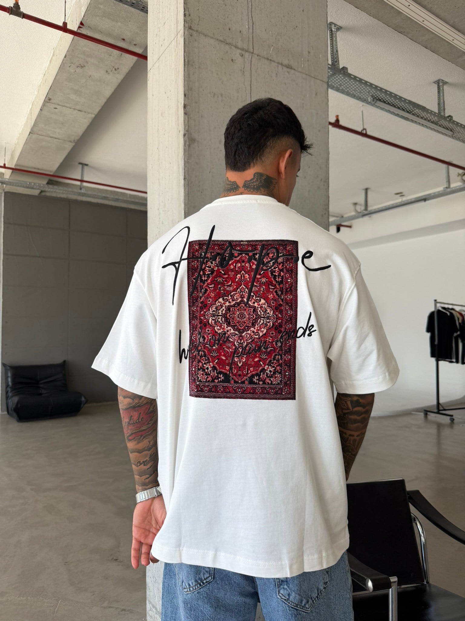 Hope Nakışlı Premium T-Shirt - Beyaz