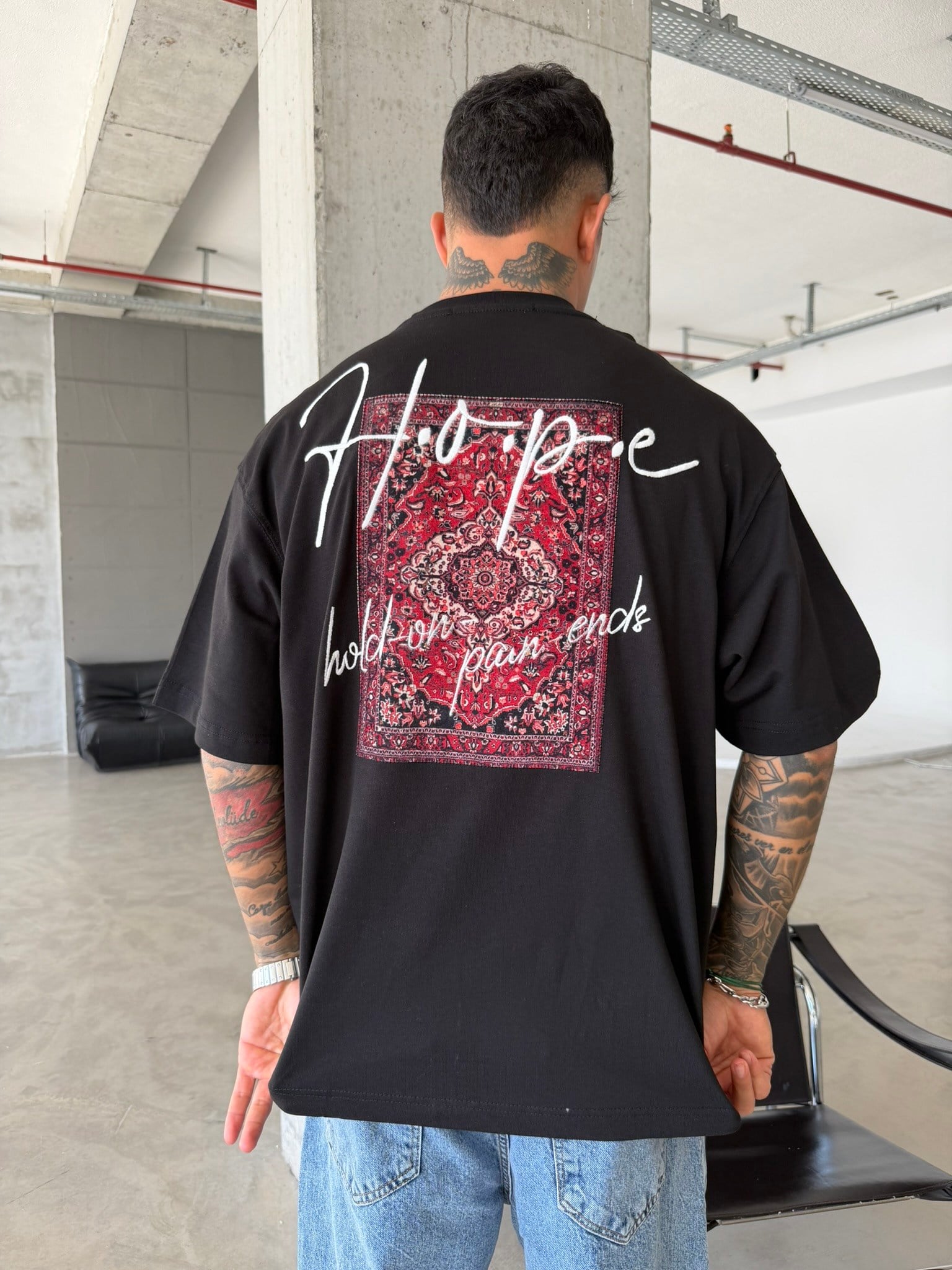 Hope Nakışlı Premium T-Shirt - Siyah