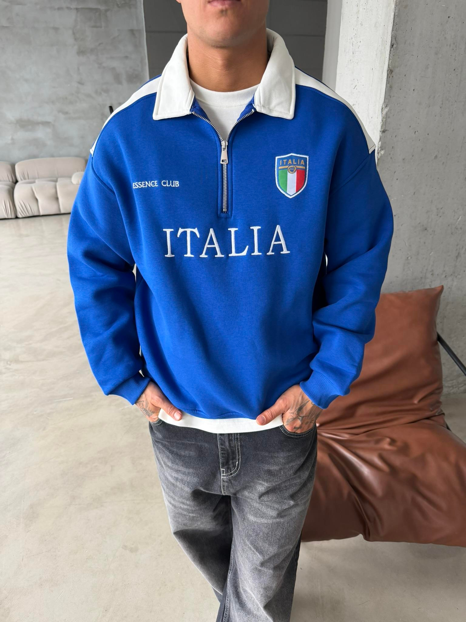 ITALIA Yarım Fermuar Sweatshirt - Lacivert